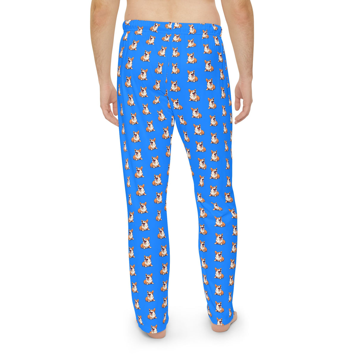 Comical Corgi All Smiles Repeater Pattern Men's Blue Lounge Pants