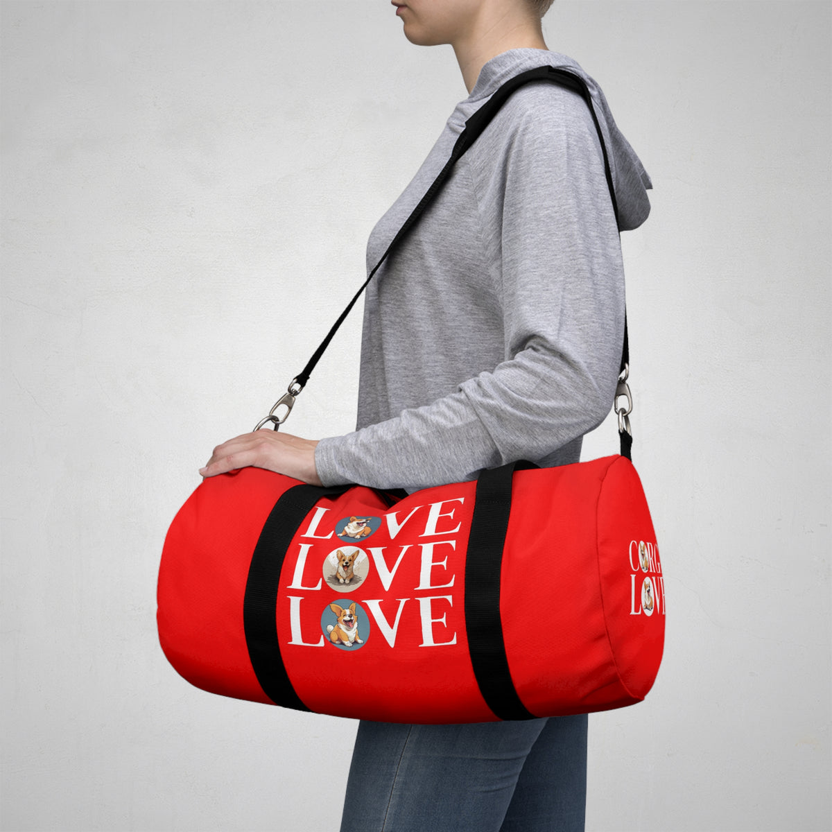 Corgi Love Duffel Bag - Fun Red Corgi Travel Gym Bag