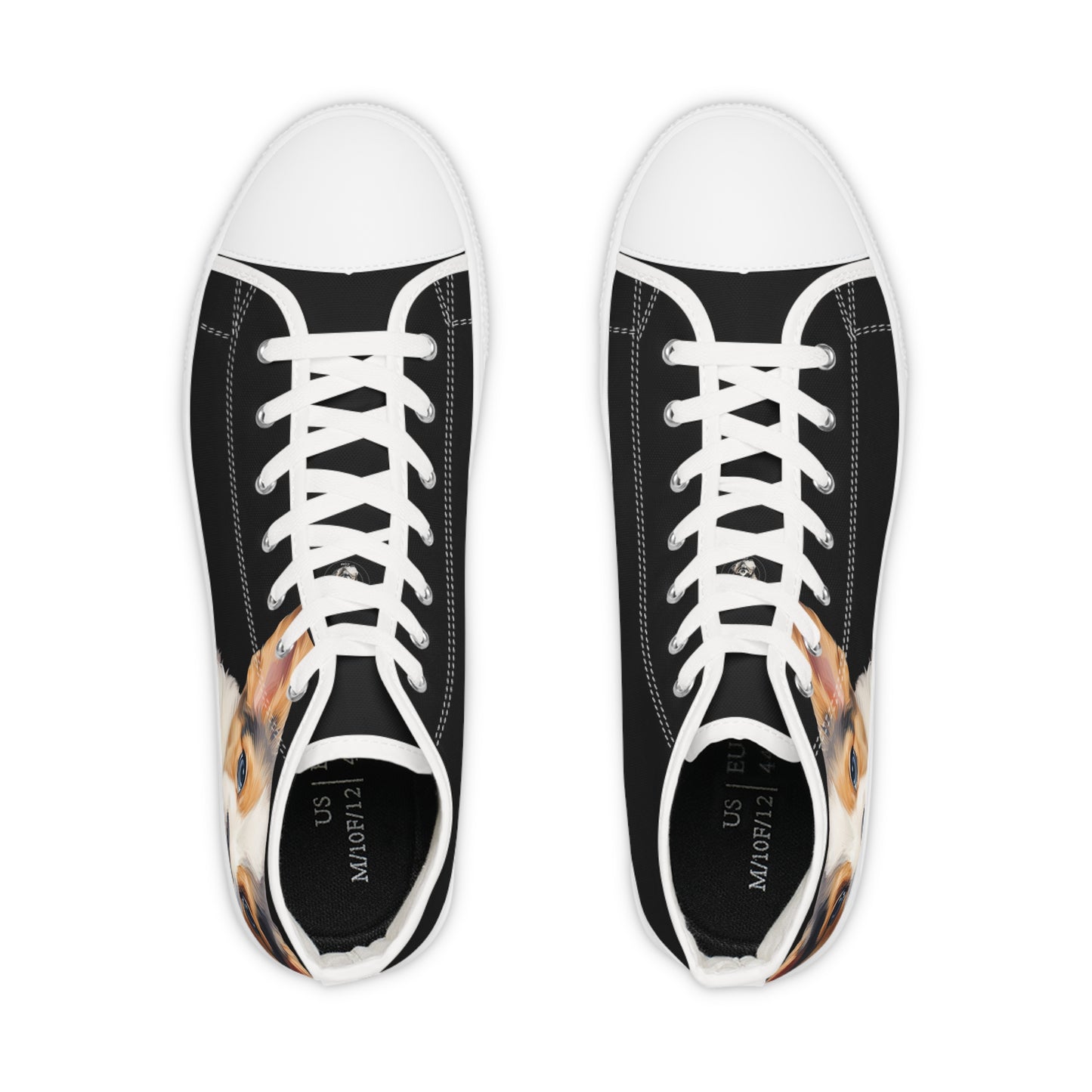 Puppy Dog Eyes Corgi Portrait Men's High Top Casual Black Canvas Sneakers