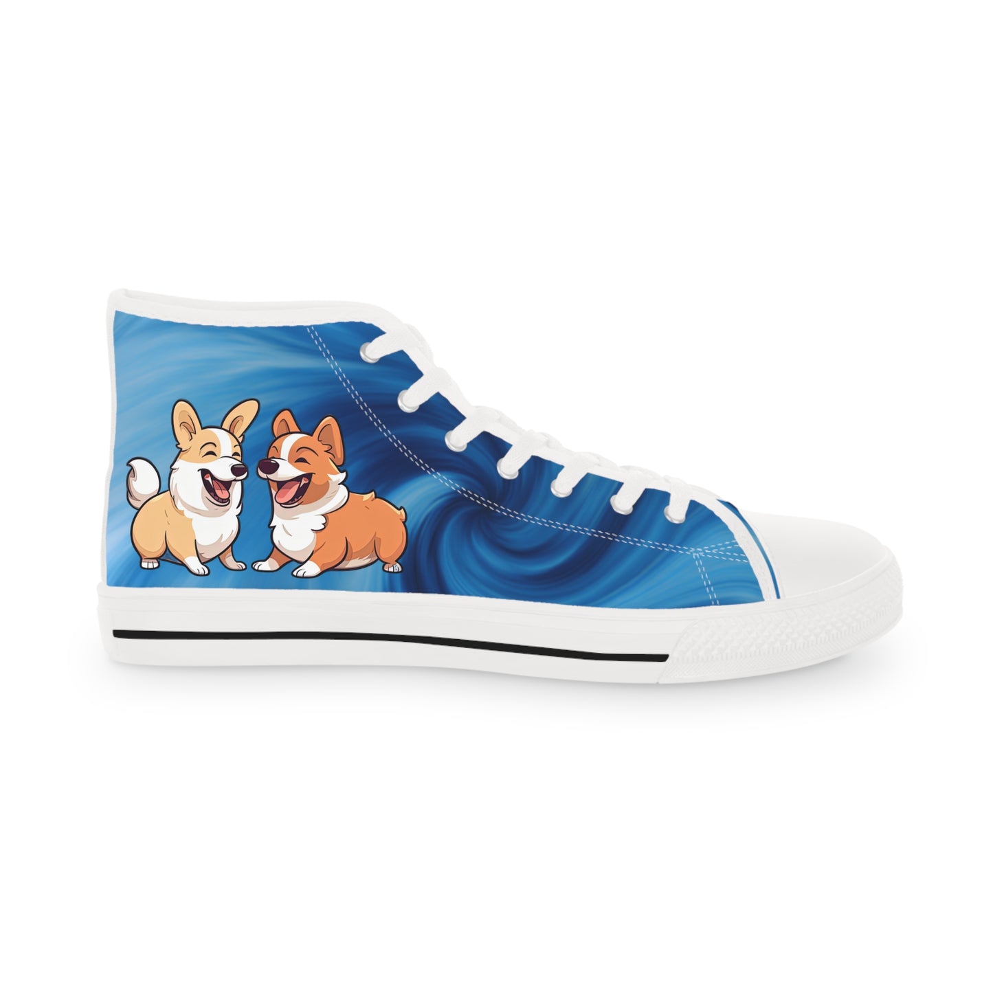 Best Mates Men's Cute Animated Corgis Casual Canvas Carolina Blue Low Top Sneakers