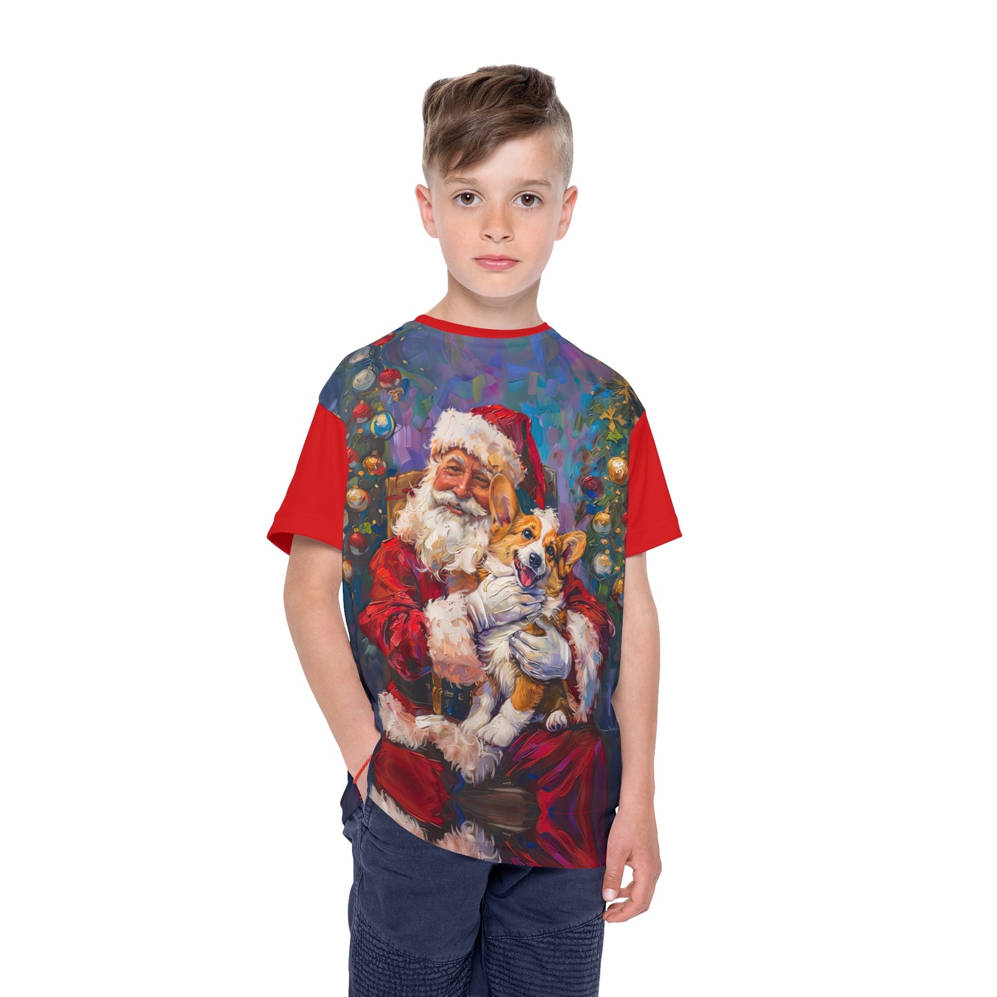 Christmas Corgi Kid's Sports Tee