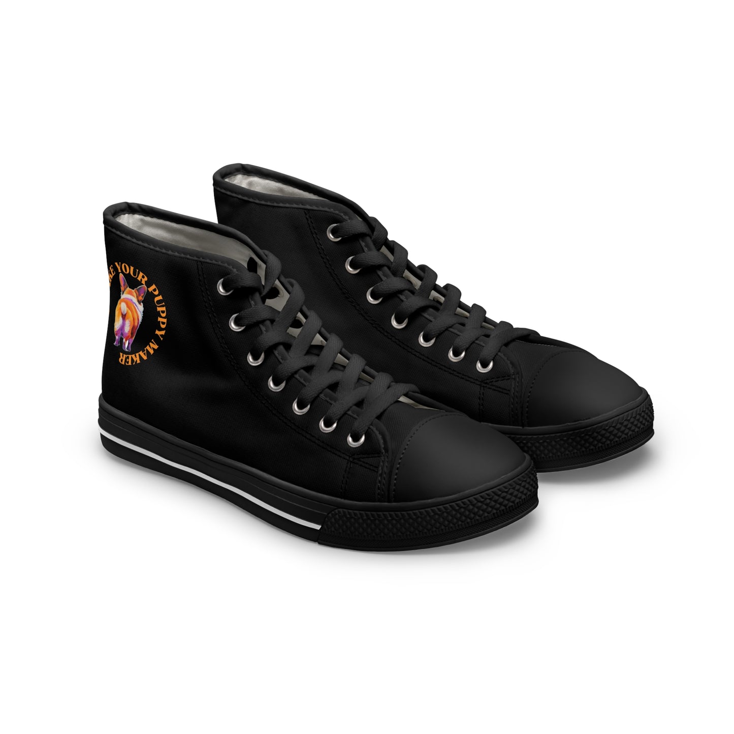 Shake Your Puppy Maker Women's High Top Casual Black Canvas Sneakers