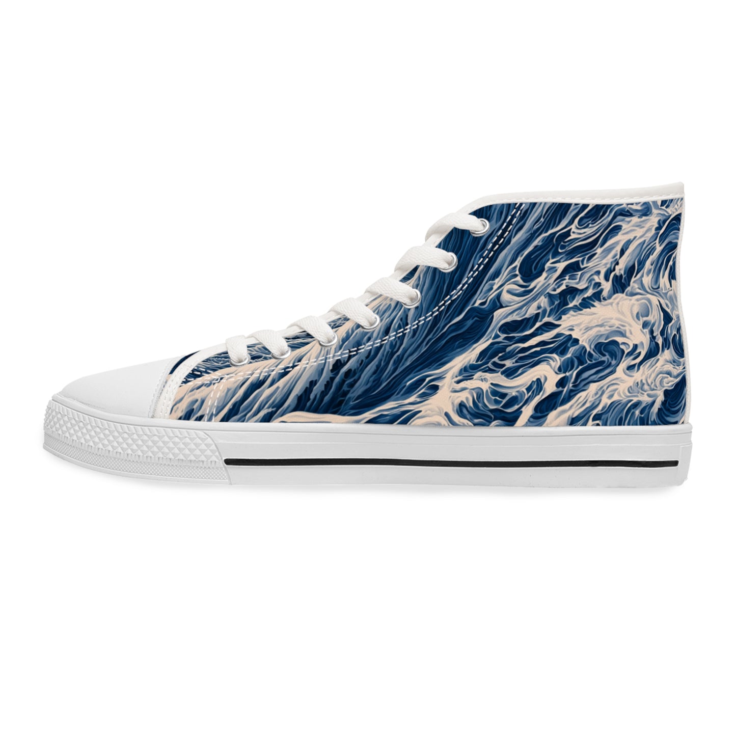 Coastal Corgi Big Blue Ocean Wave Women's High Top Casual Canvas Sneakers