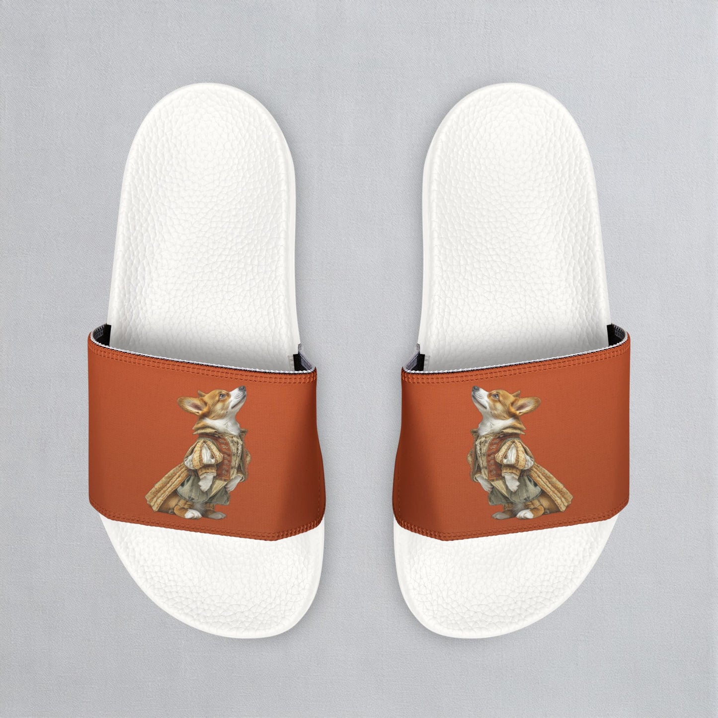 Prince Corgi Burnt Orange Men's Slide Sandals - Casual Pool & Beach Slides