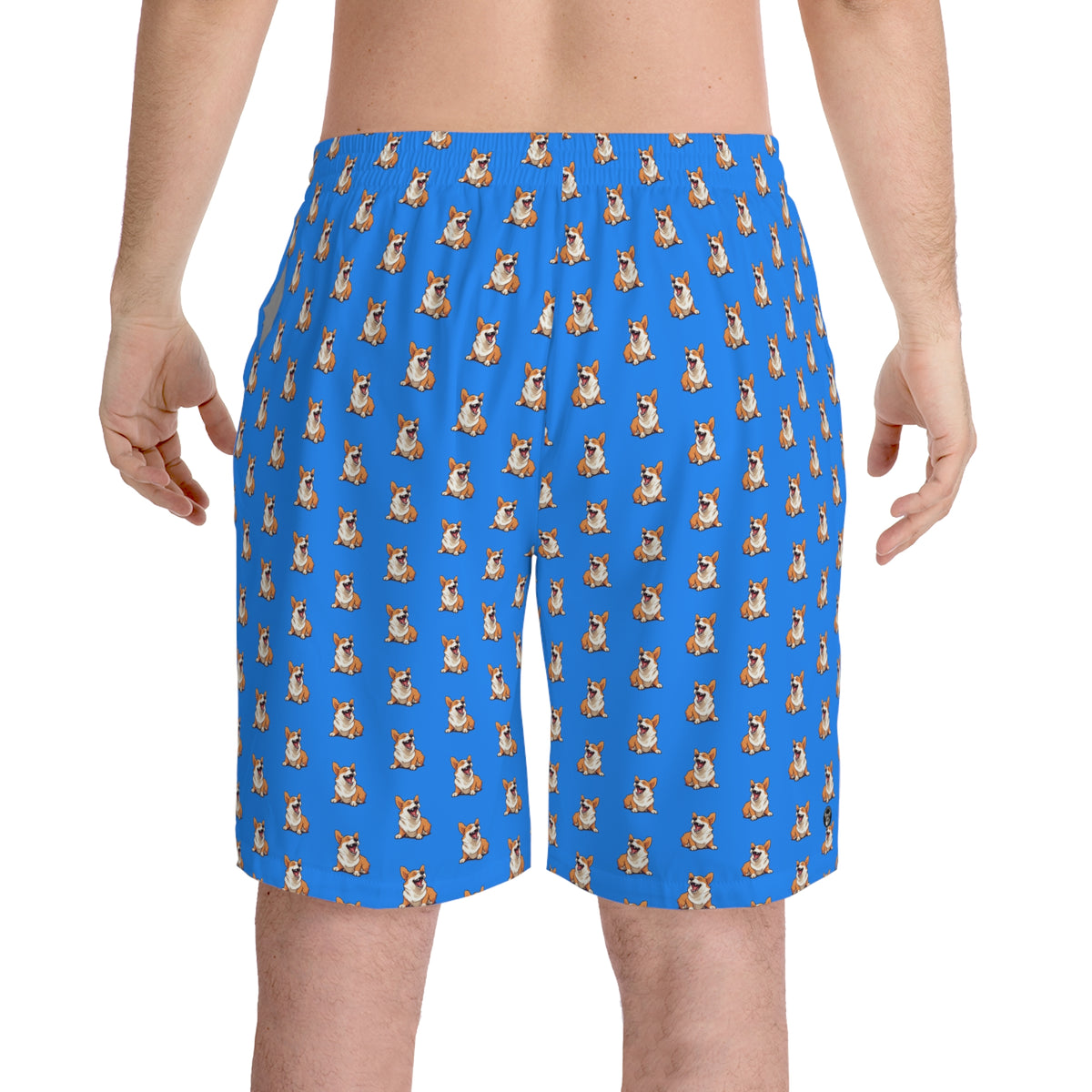 Comical Corgi All Smiles Repeater Pattern Blue Board Shorts