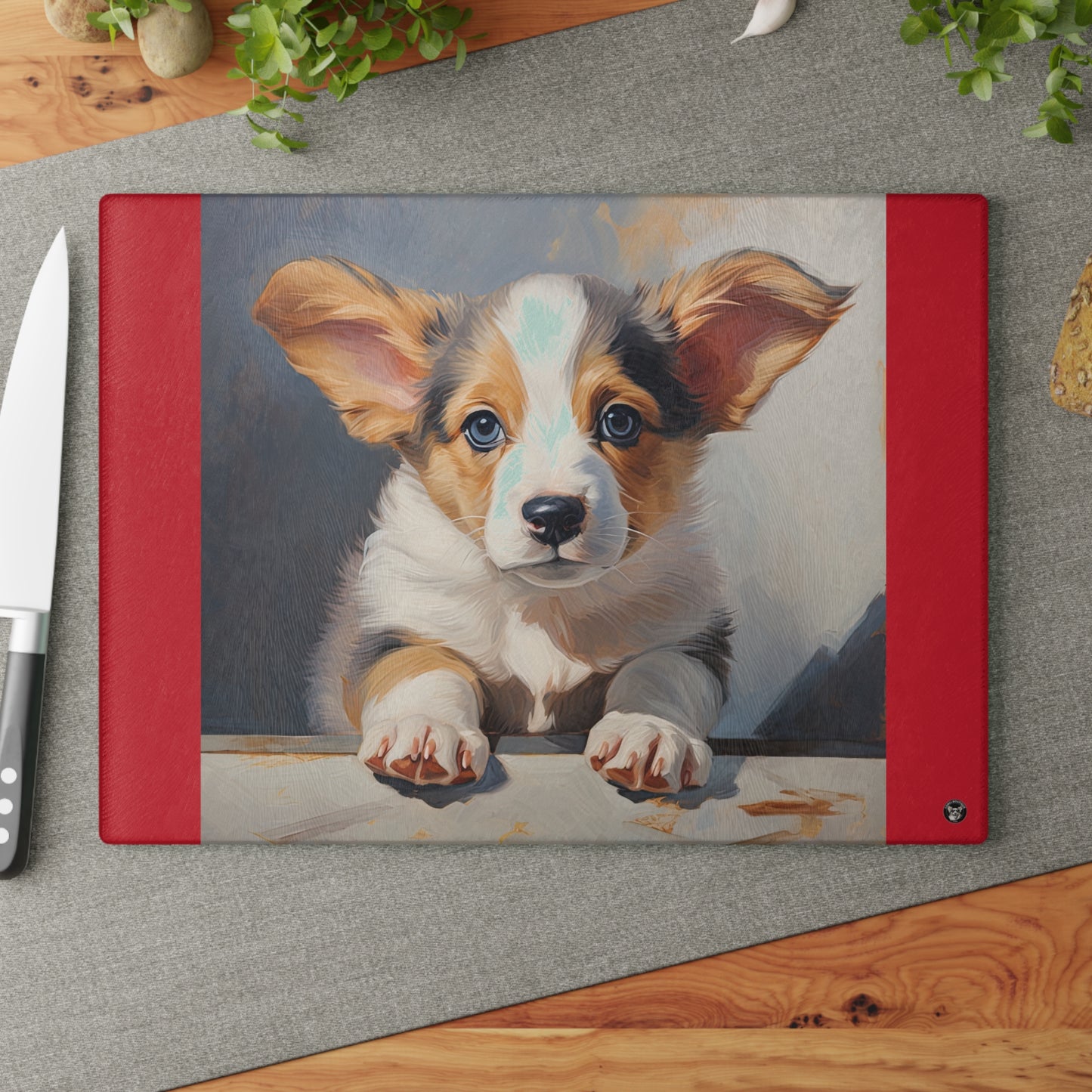 Puppy Portrait - Glass Cutting Board