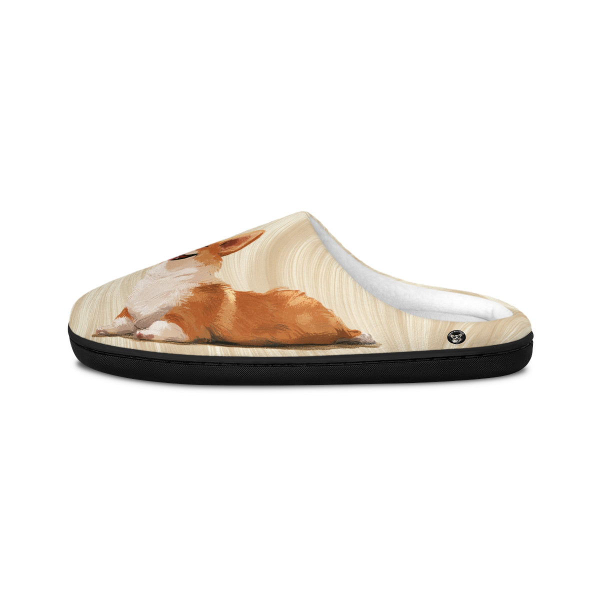 Giddy Sploot Men's Slippers - Creamy Champagne Corgi House Shoes