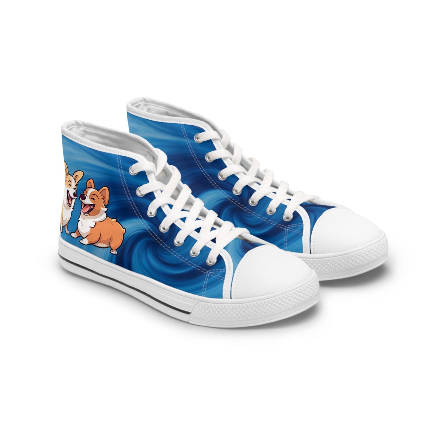 Best Mates Women's Cute Animated Corgis Casual Canvas Carolina Blue Low Top Sneakers