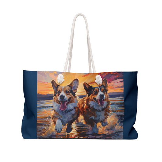 Beach Buds Corgi Weekender Beach Bag – Corgis in the Waves Travel Tote