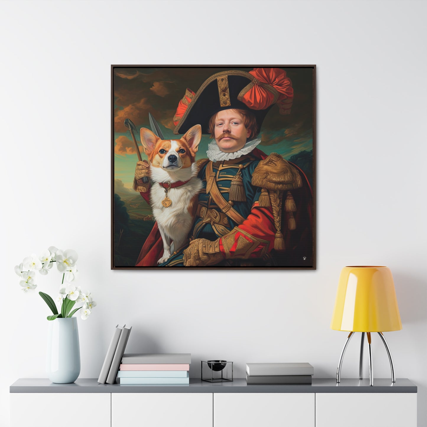 First Royal Corgi - Framed on Canvas