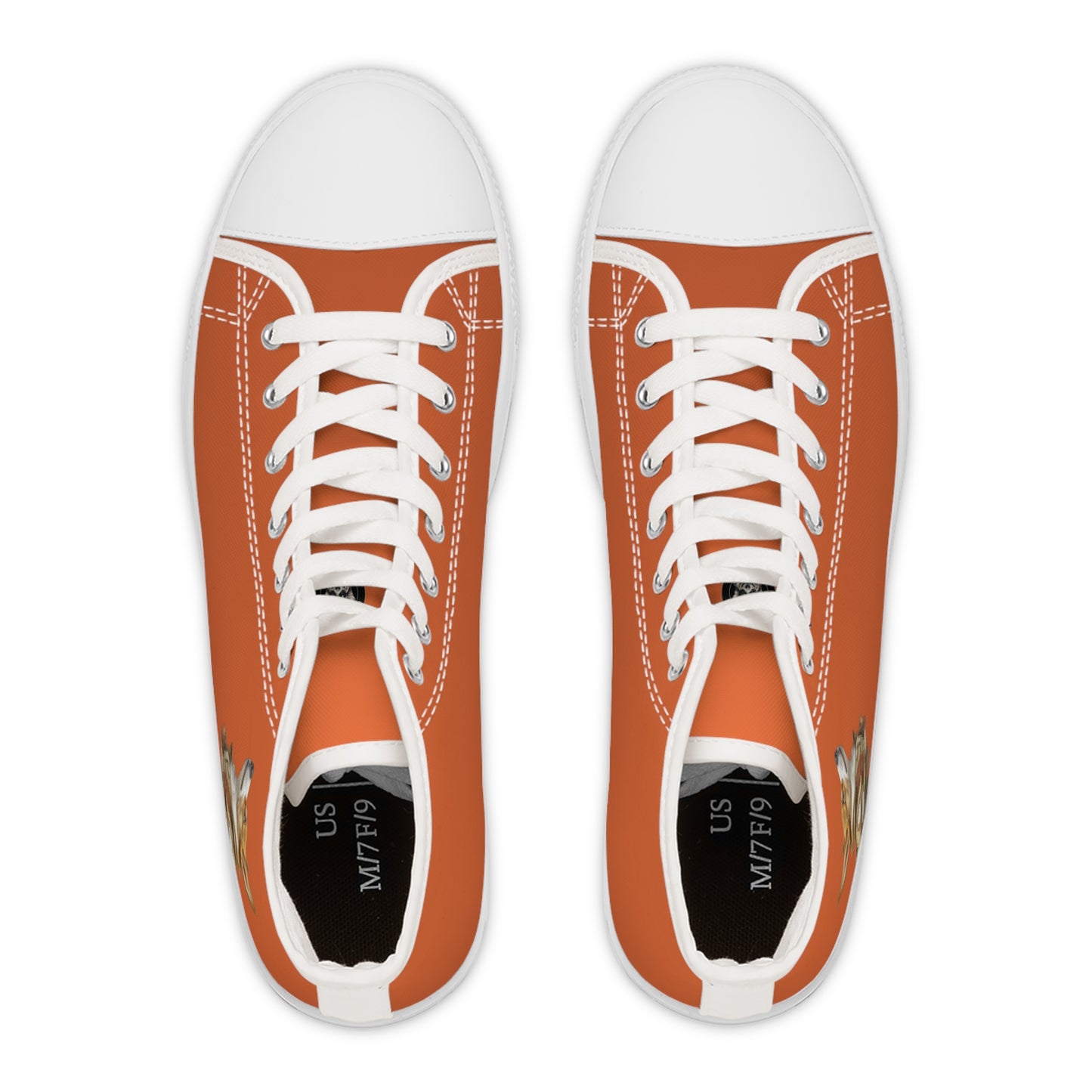 Prince Corgi Burnt Orange Women's High-Top Casual Canvas Sneakers with Royal Artwork