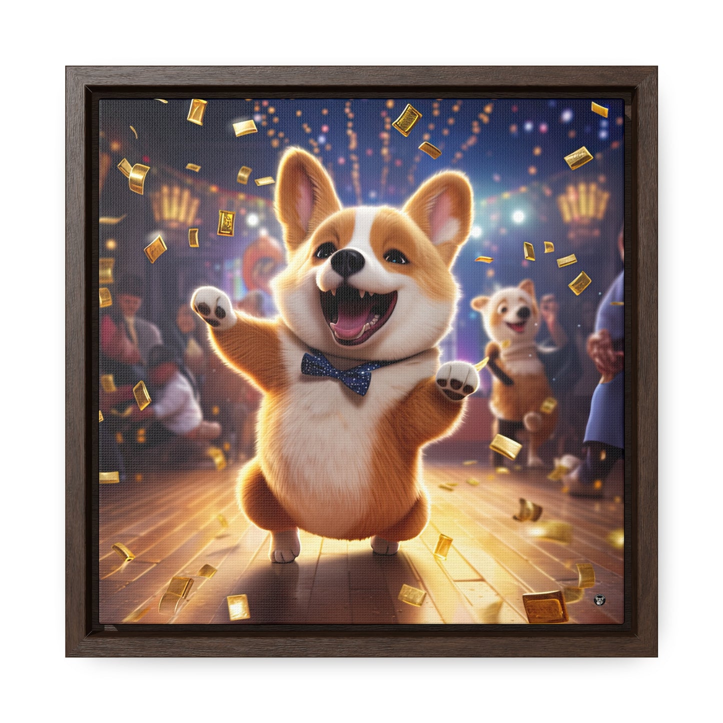 Boogaloo Corgi - Framed on Canvas