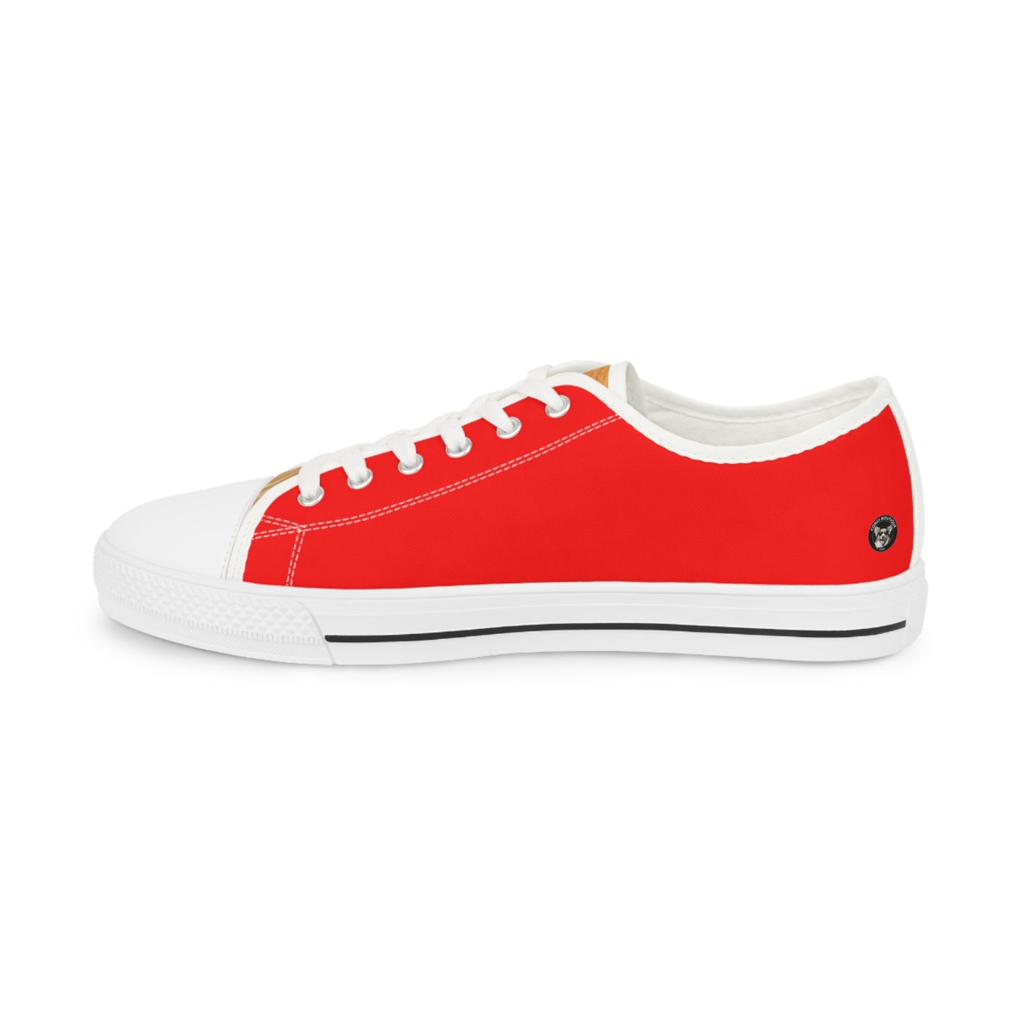 Best in Show Corgi Portrait Men's Casual Low Top Sneakers on Red Canvas