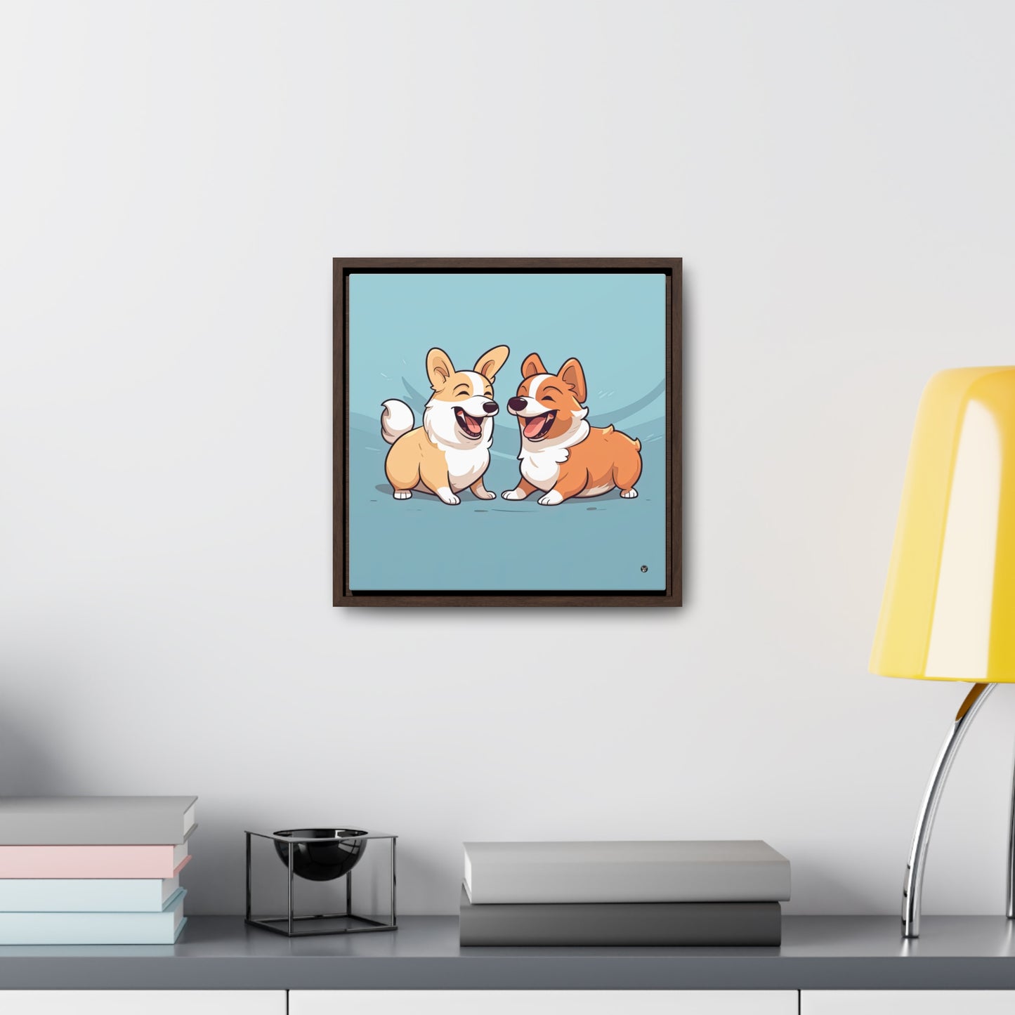 Corgi Couple - Framed on Canvas