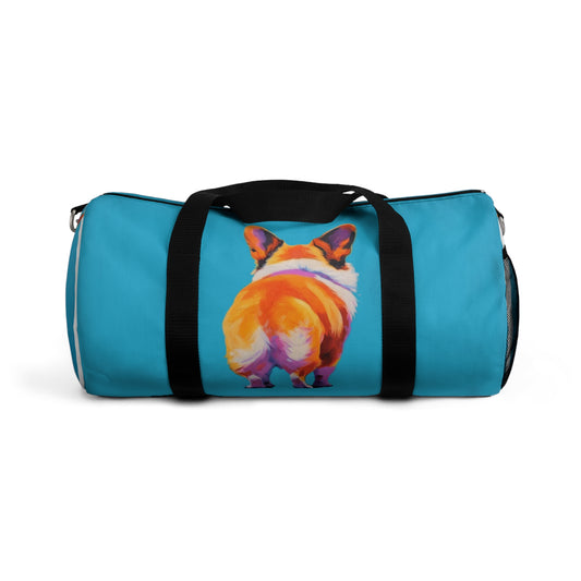 Corgi Butt Artistic Portrait Duffel Bag - Fun Blue Corgi Travel Gym Bag