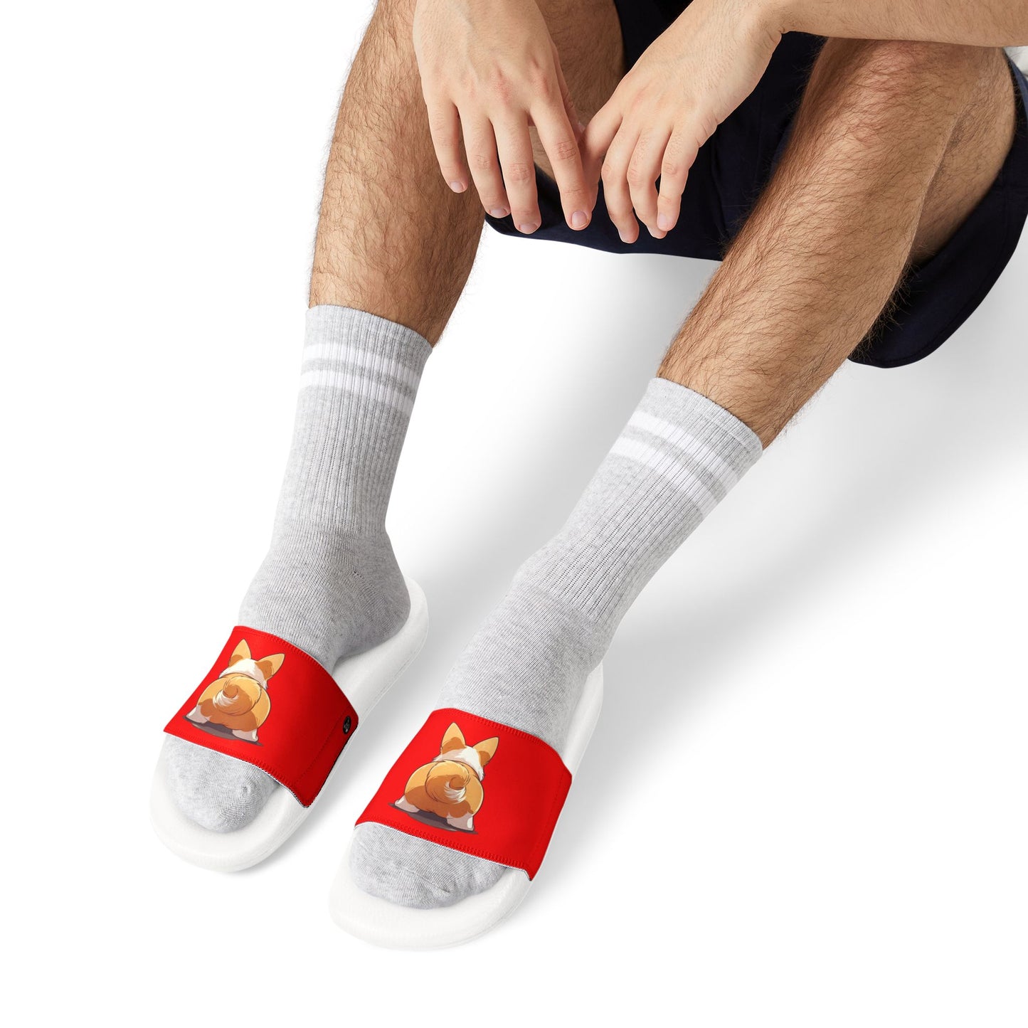 Booty Call Corgi Pop Art Men's Slide Sandals - Casual Pool & Beach Slides