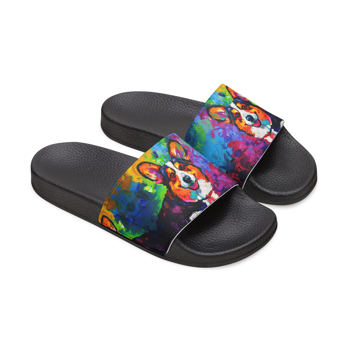 Color Me Corgi Men's Slide Sandals - Casual Pool & Beach Slides