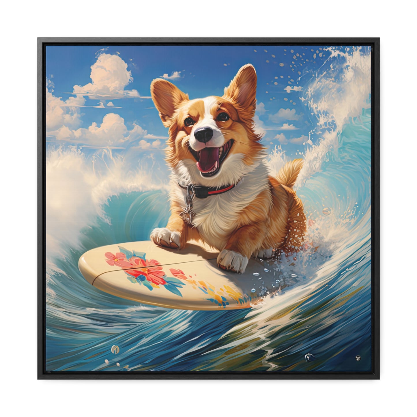 Cowabunga Corgi - Framed on Canvas
