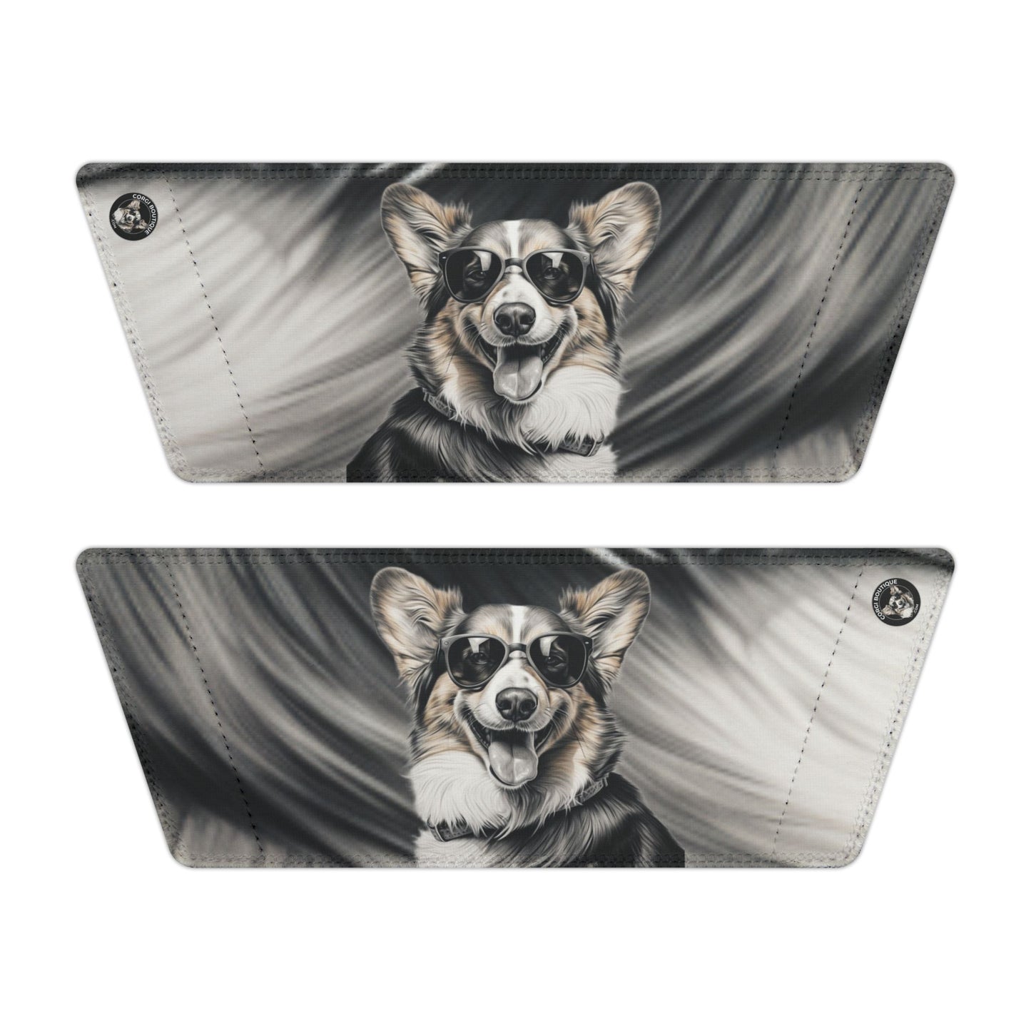 Corgi Cool Portrait in Shades Men's Black & White Slide Sandals - Casual Pool & Beach Slides
