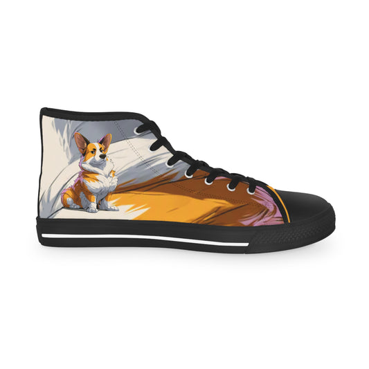 Boss Dog Corgi Artistic Portrait Casual Canvas Multicolor Men's High Top Sneakers