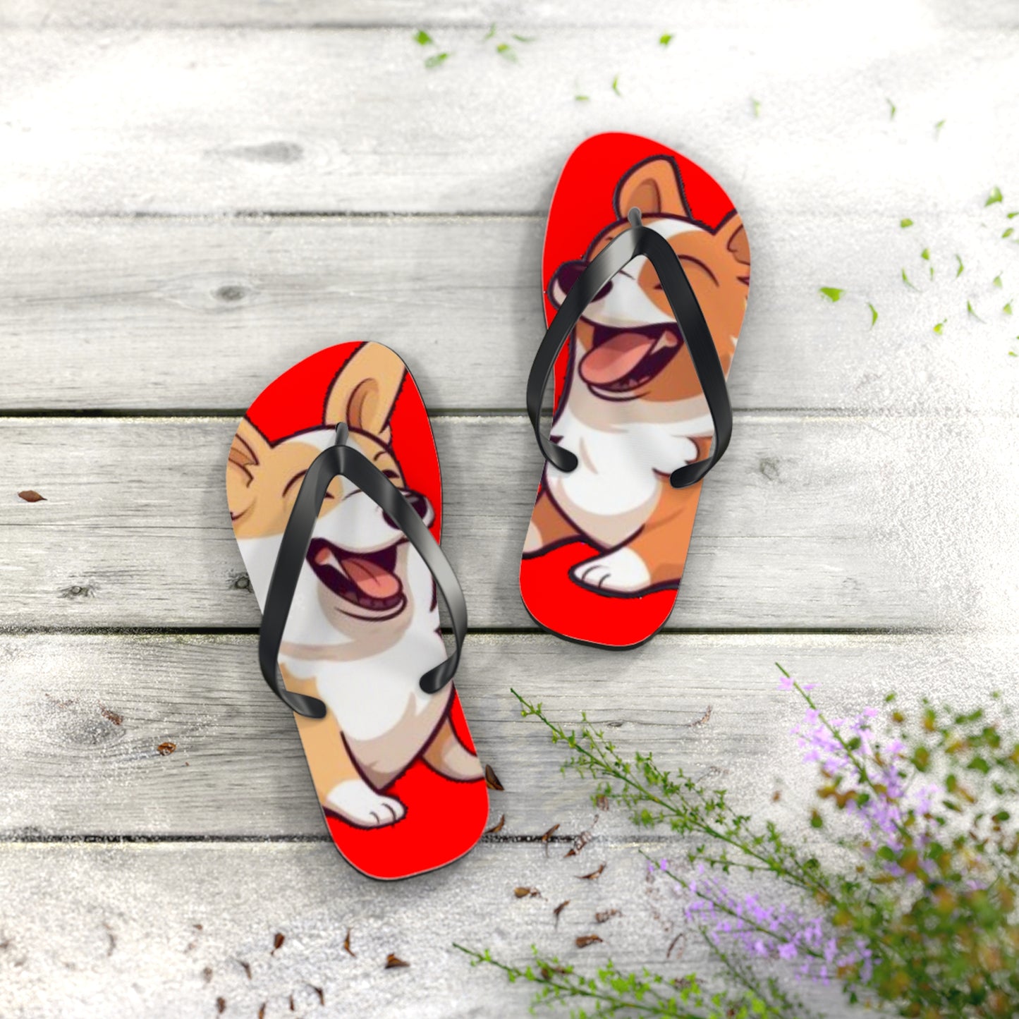 Best Mates Smiling Corgis Unisex Flip Flops — Cool Corgi Themed Sandals for the Beach, Pool, or Anywhere
