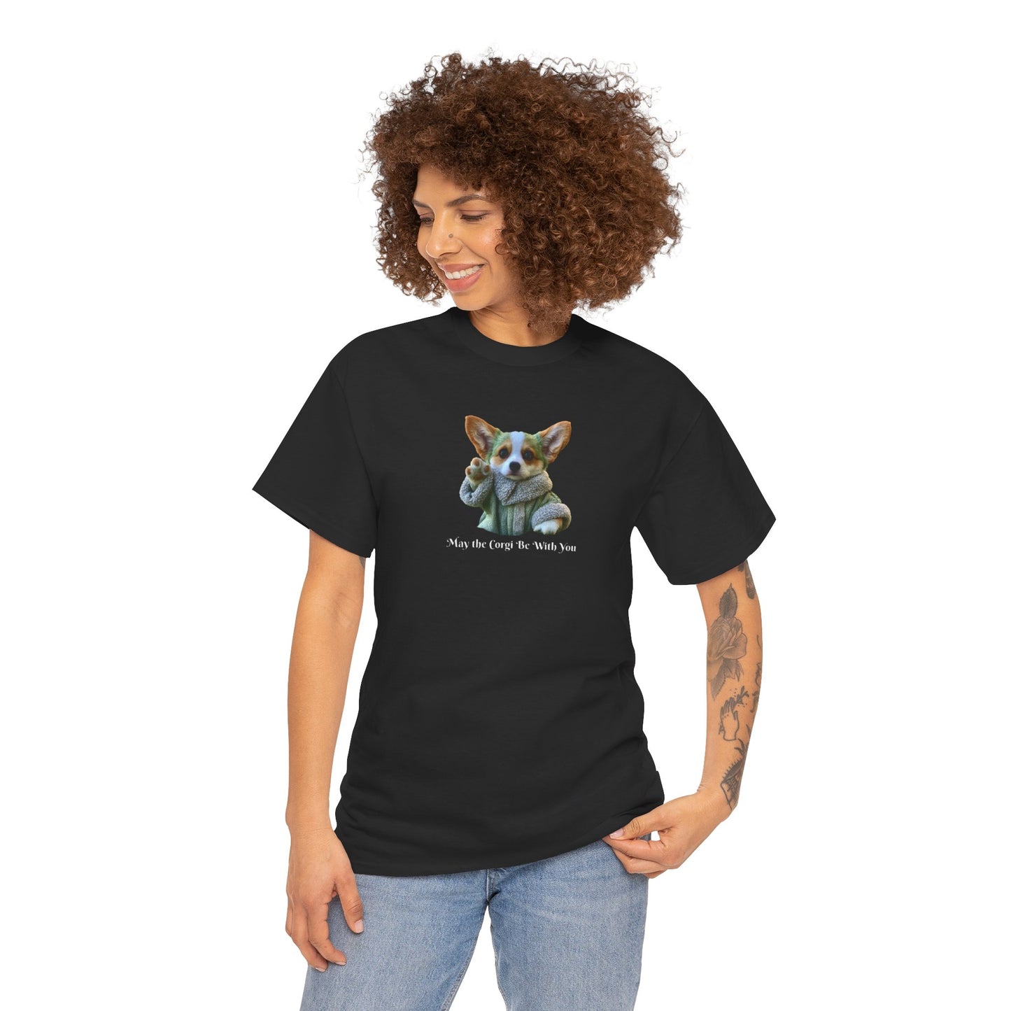 May the Corgi Be With You Graphic Tee - Your Favorite Baby Corgi Warrior In Training