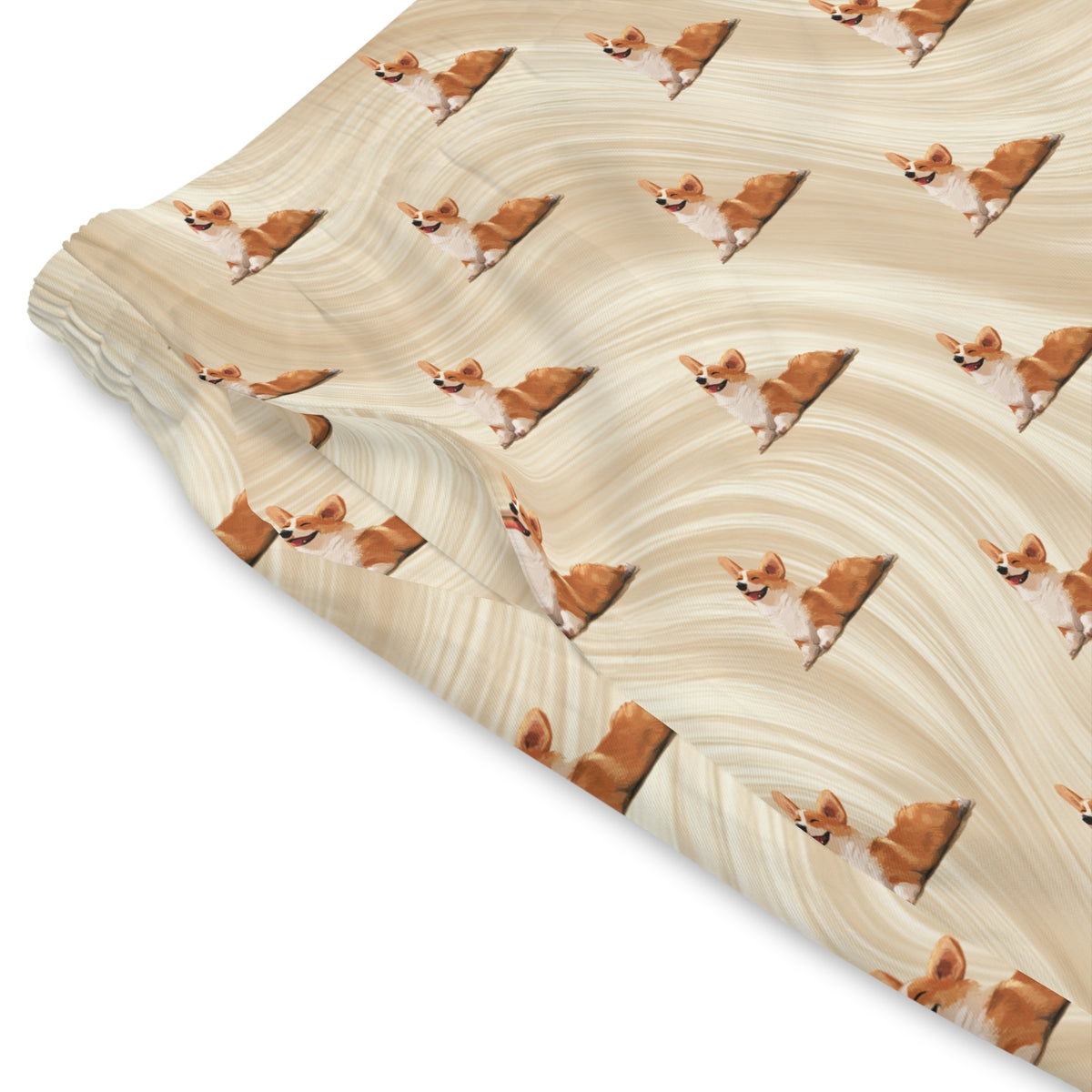 Giddy Sploot Board Shorts - Rich Creamy Champagne Corgi Theme Swimsuit