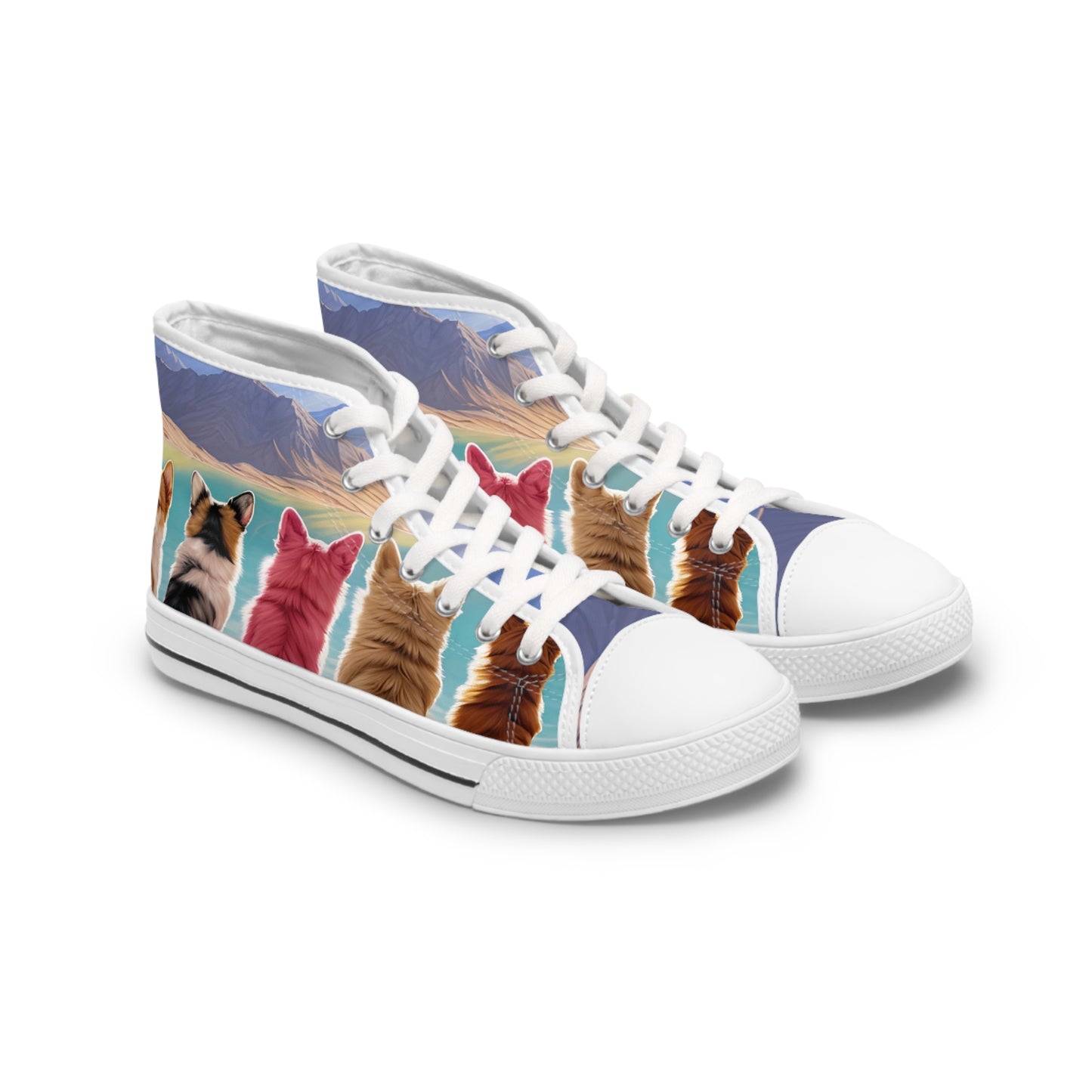 Corgi Lake Tranquil Portrait Women's High Top Casual Canvas Sneakers