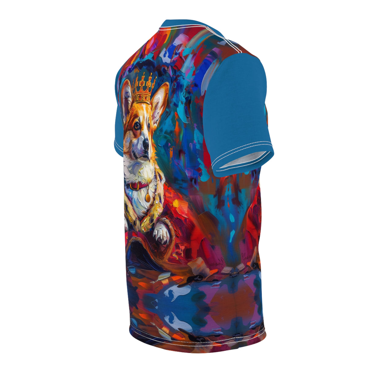 King of the Corgis Unisex Bold Designer Tee - Royalty on Regal Cerulean