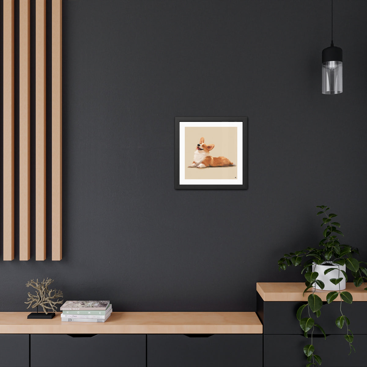 Giddy Sploot  - Happy Corgi Exclusive Framed Print