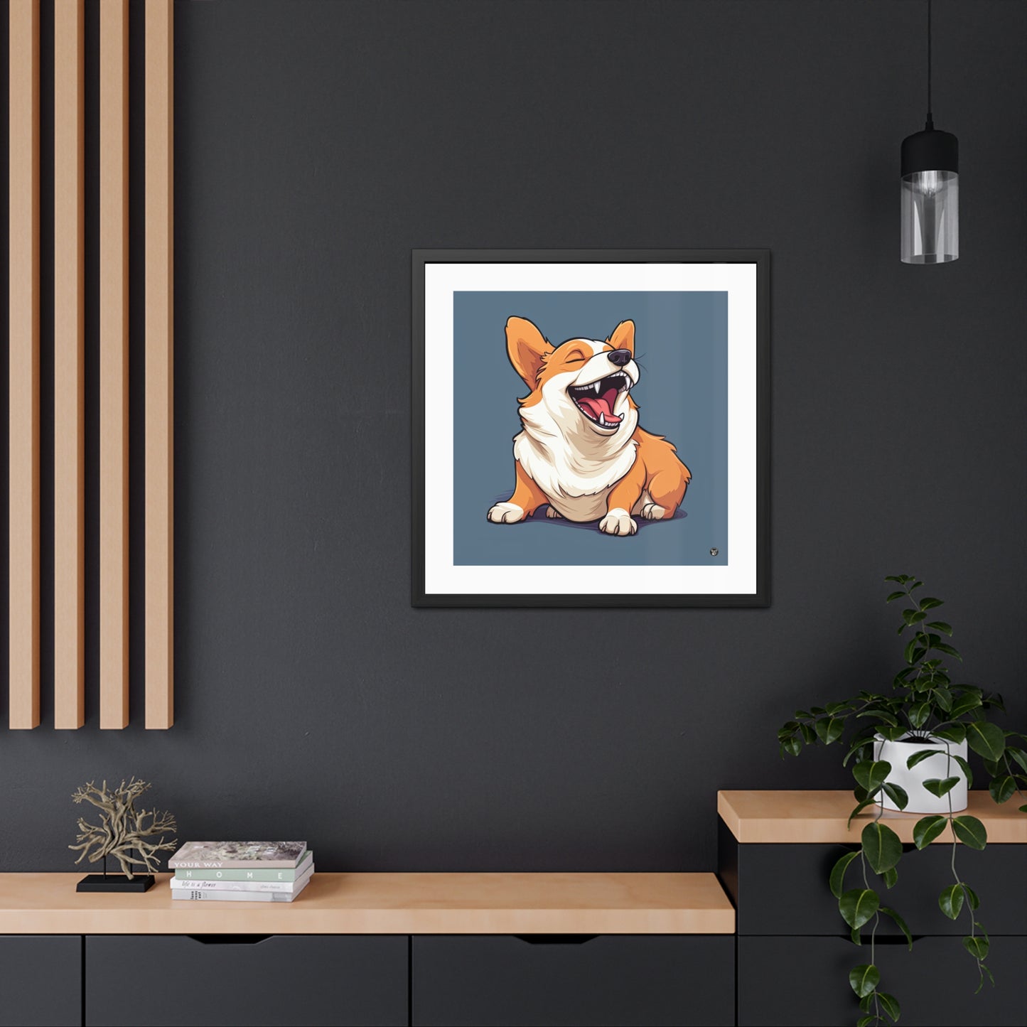 Impression encadrée : Corgi comique