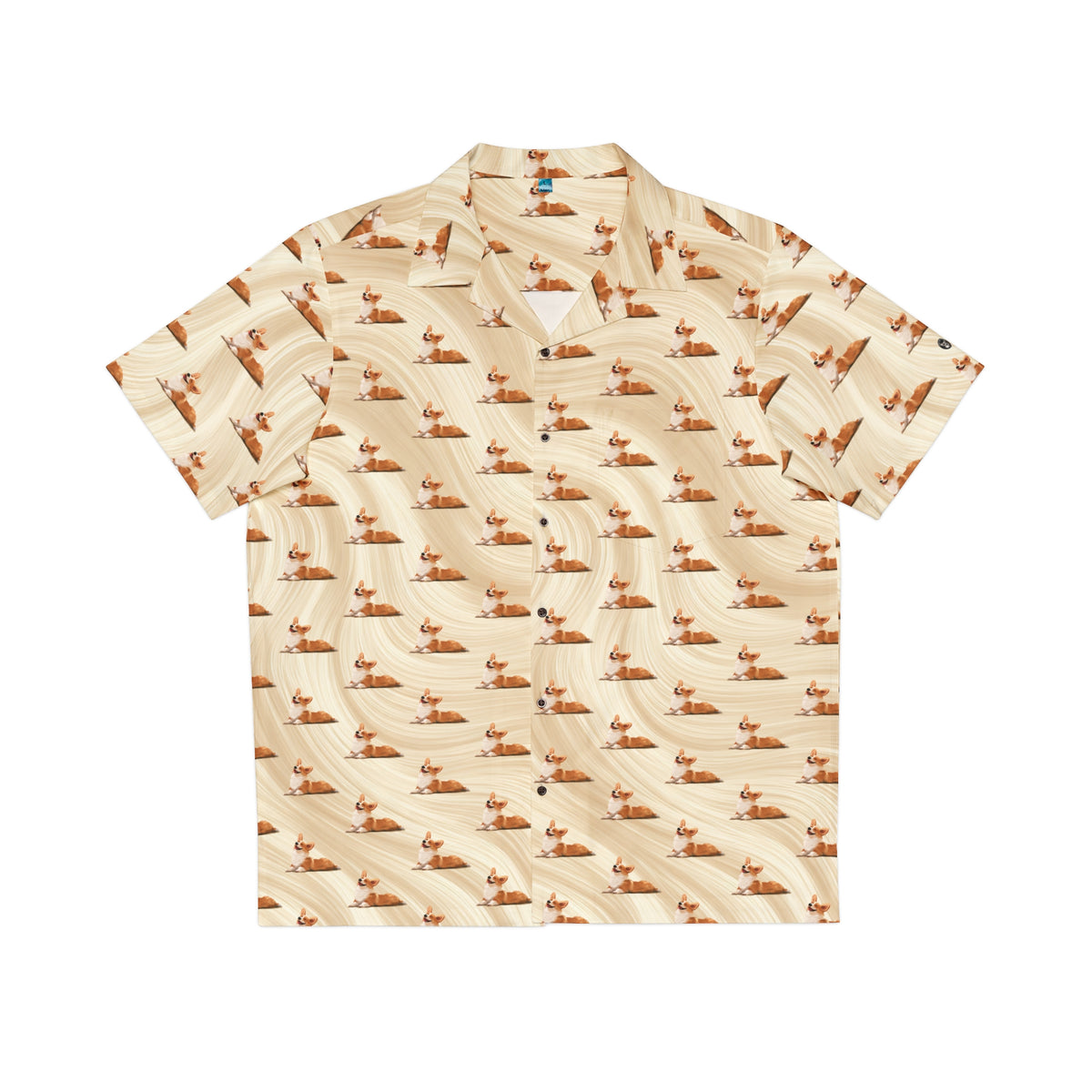 Giddy Sploot Hawaiian Shirt - Rich Creamy Champagne Swirl Corgi Vacation Attire