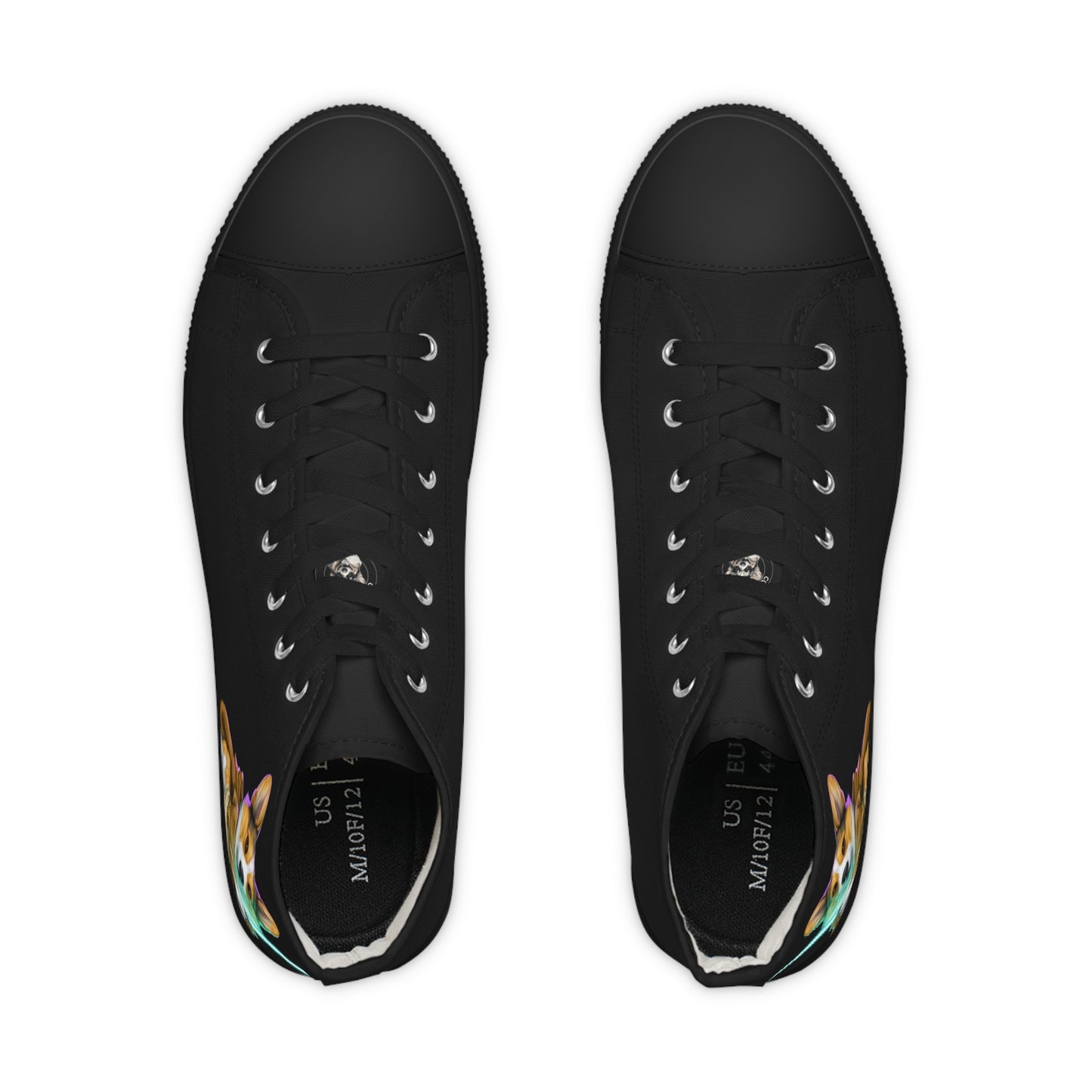Little Light Knight Corgi Star Warrior Men's High Top Casual Black Canvas Sneakers