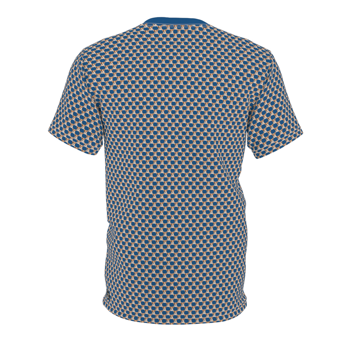 Ethereal Gaze Geometric Unisex Bold Designer Tee - Tiny Corgi Face Motif Beyond Belief on Daytona Dusk