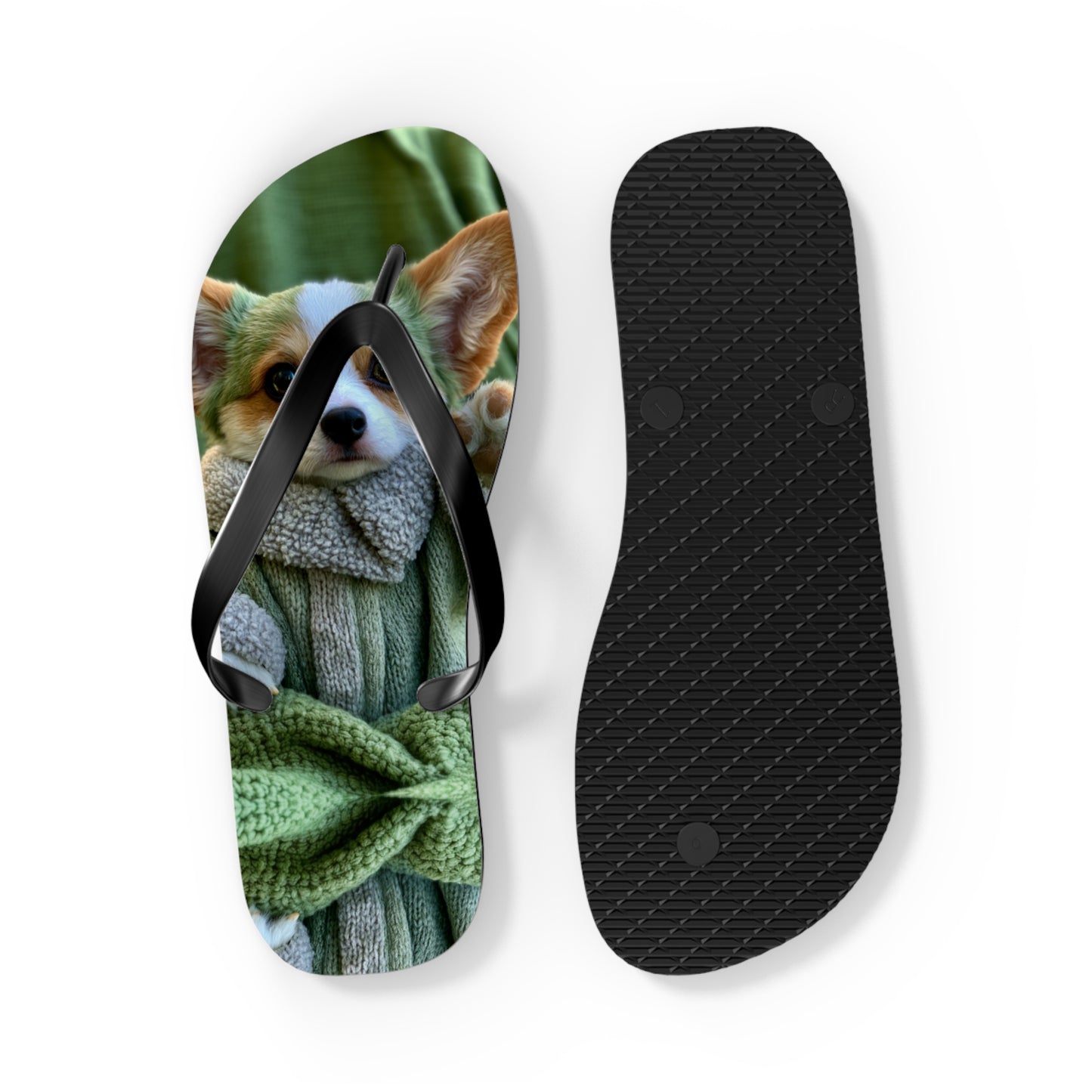 Grogu the Corgi Flip-Flops