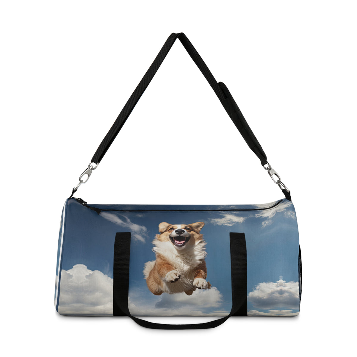 Super Corgi in the Sky Duffel Bag - Flying Corgi Hero Blue Travel Gym Bag