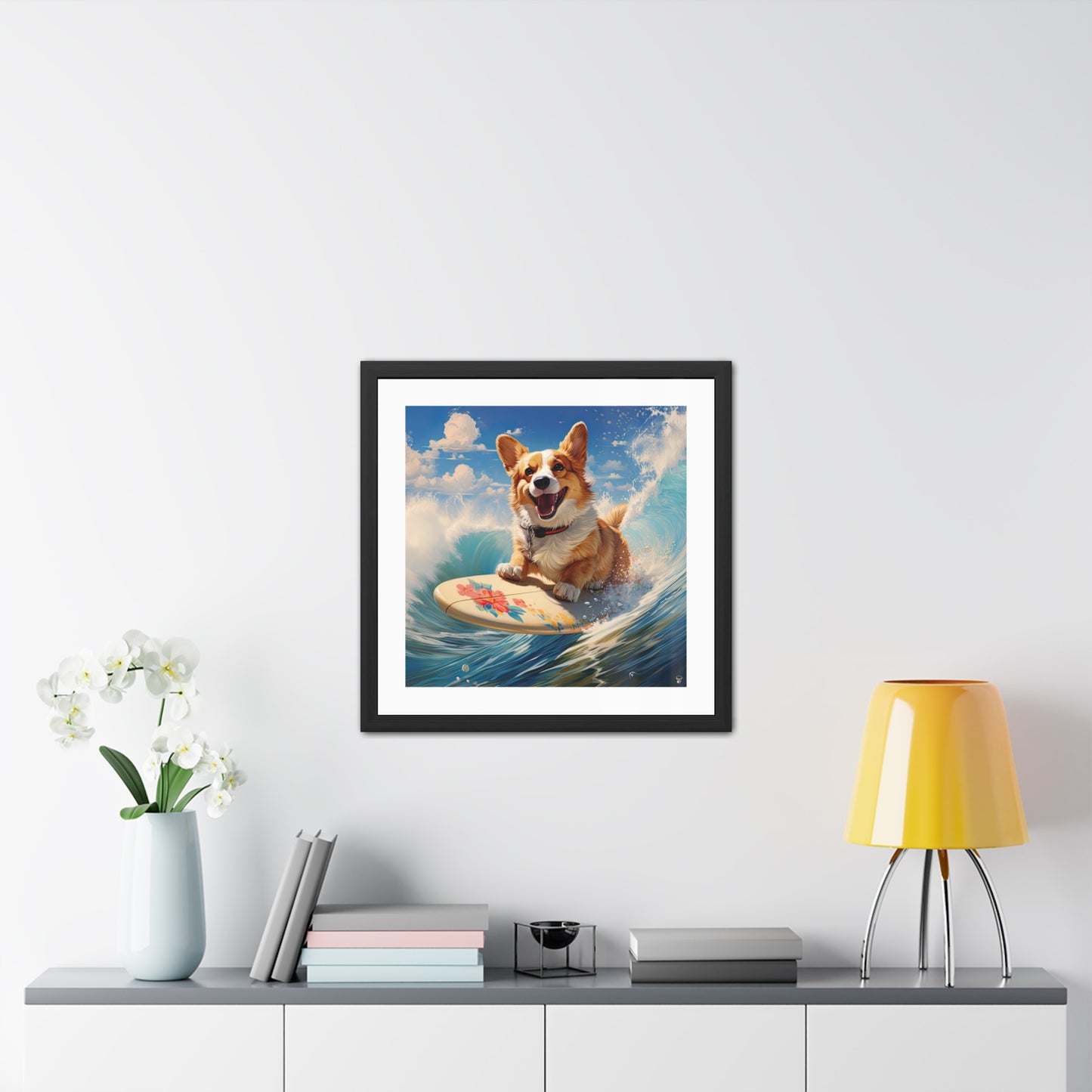 Impression encadrée Cowabunga Corgi