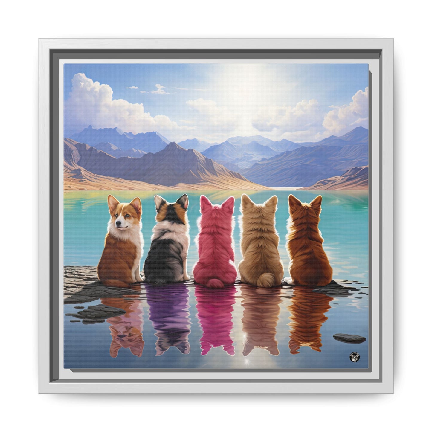 Corgi Lake on Canvas