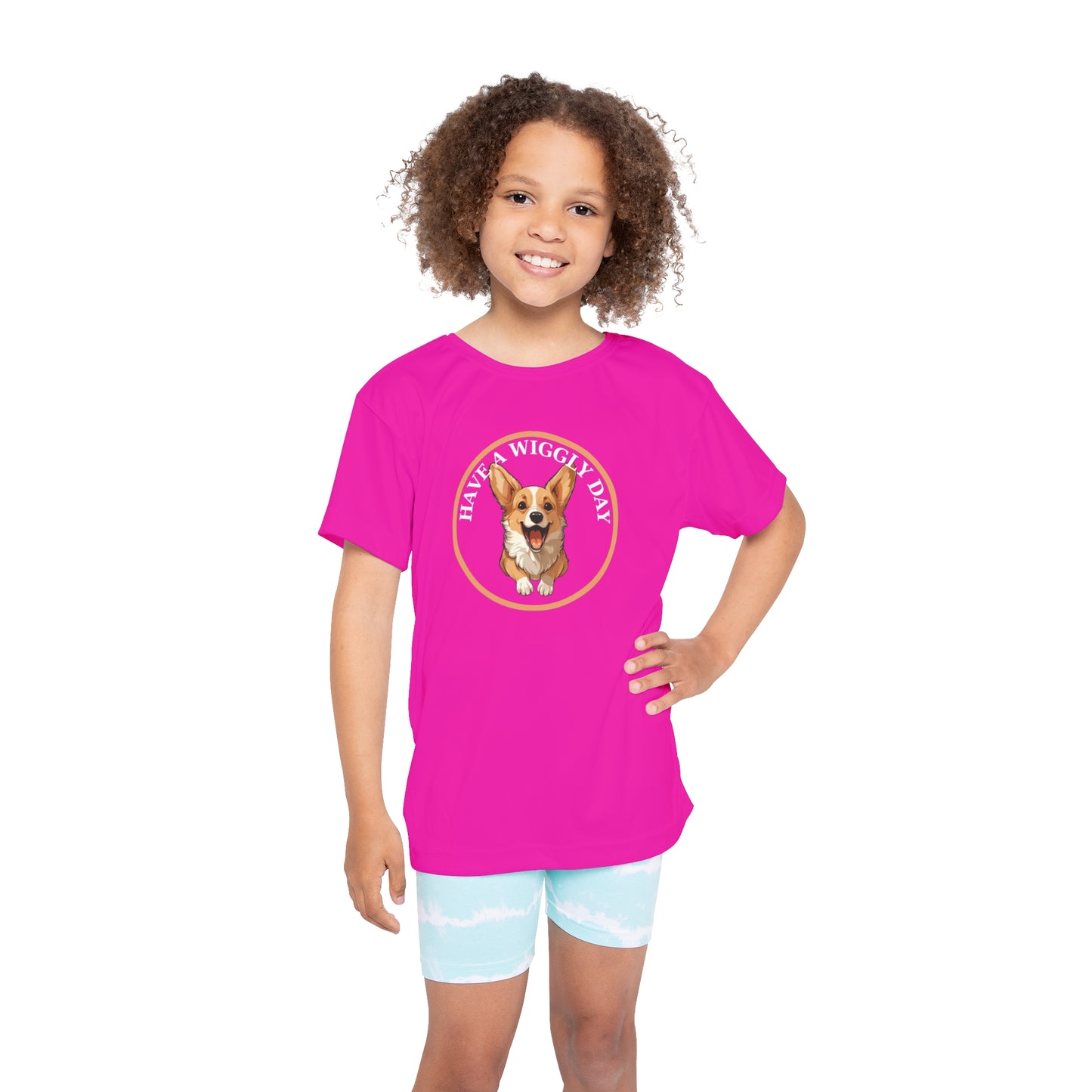 Have a Wiggly Day Kid's Sports Tee in Pink