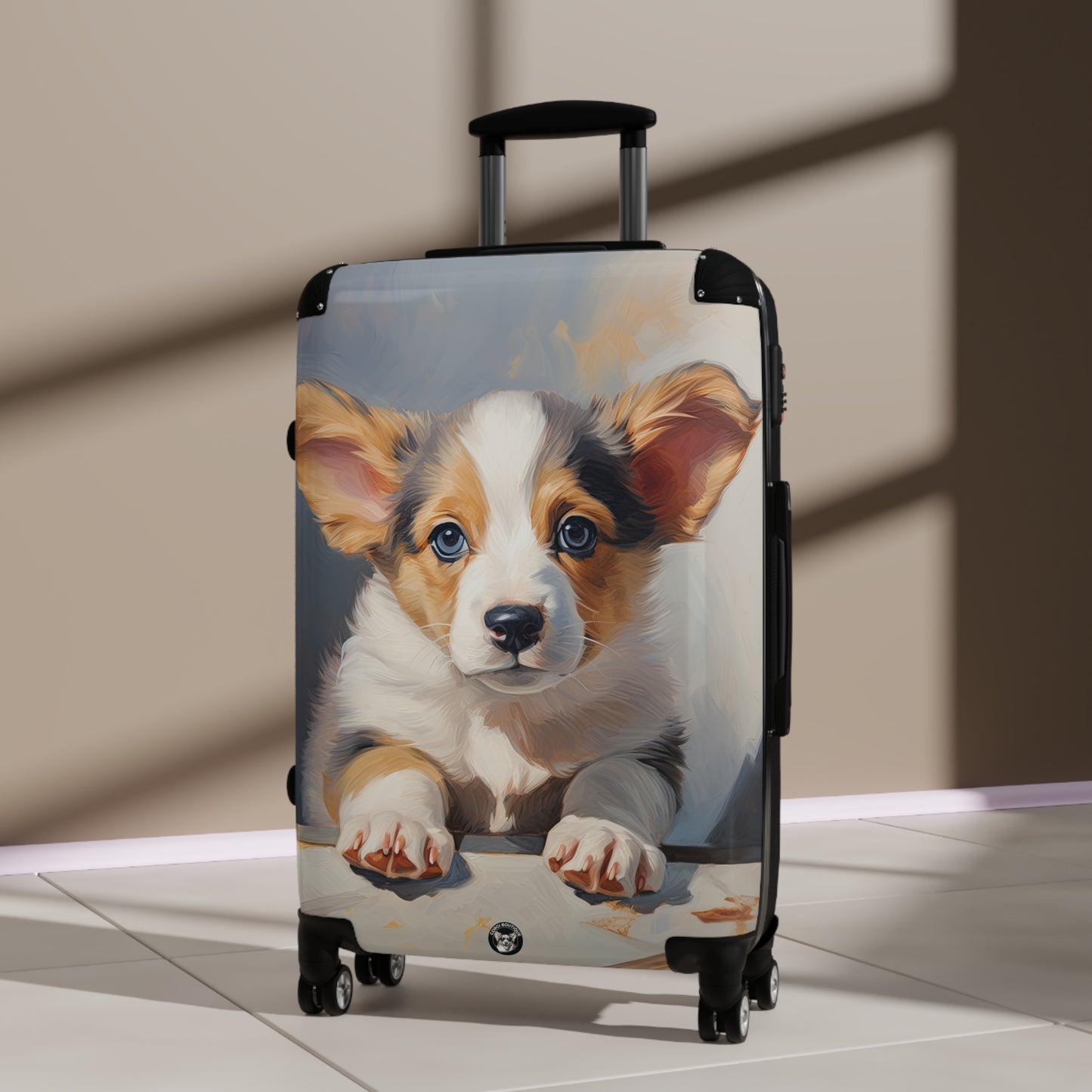 Puppy Dog Eyes Corgi Puppy Travel Suitcases — Adorable Corgi Rolling Luggage