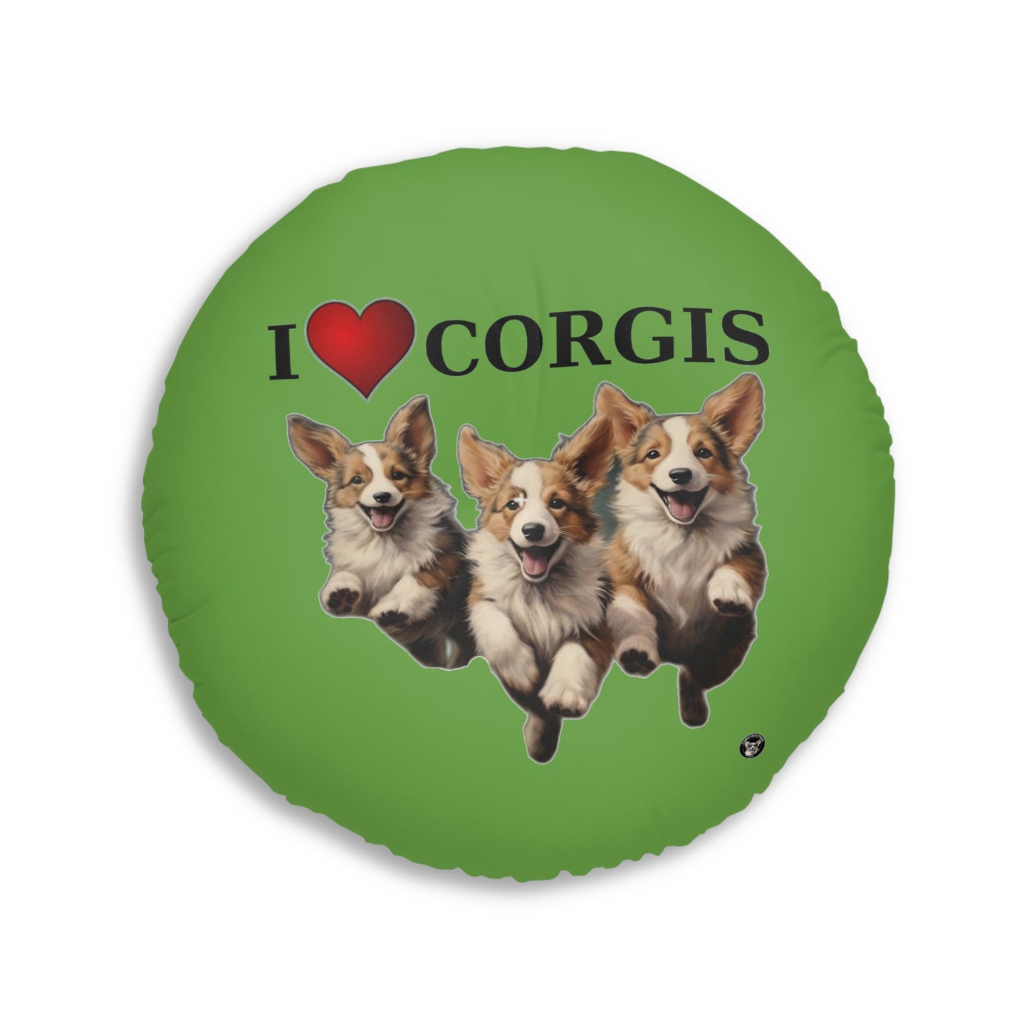 I Heart Corgis in Green - Floor Pillow