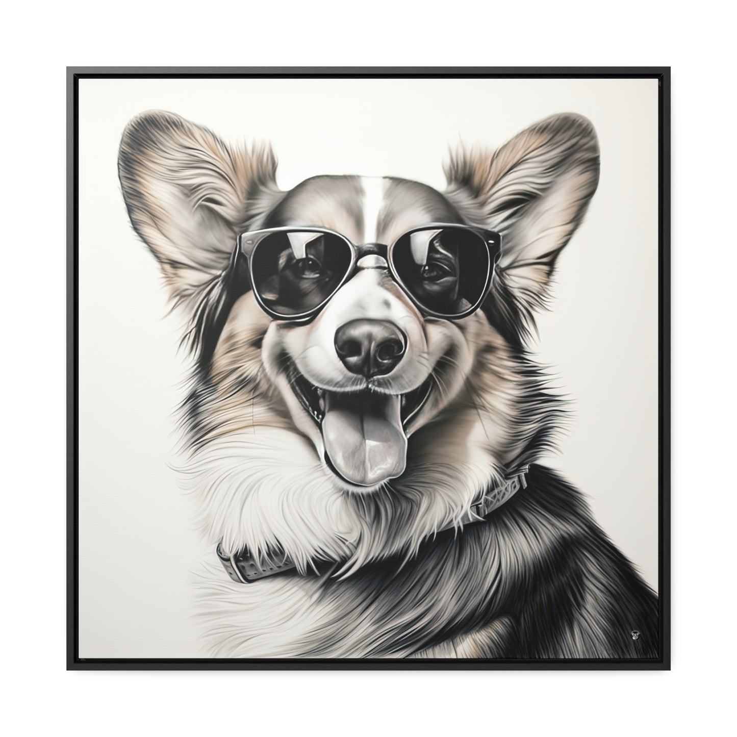 Corgi Cool - Framed on Canvas