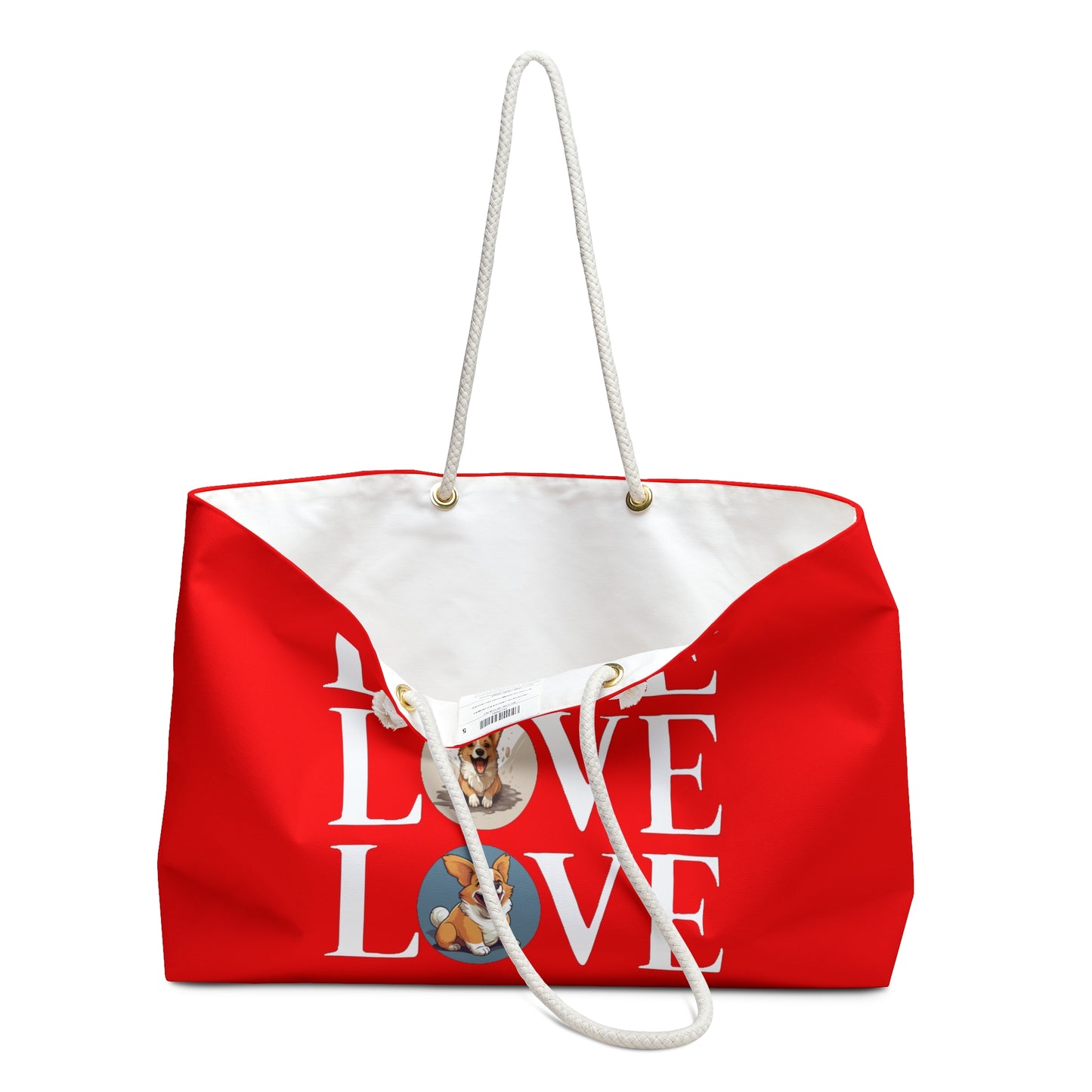 Corgi Love Weekender Beach Bag – Red Corgi Travel Tote