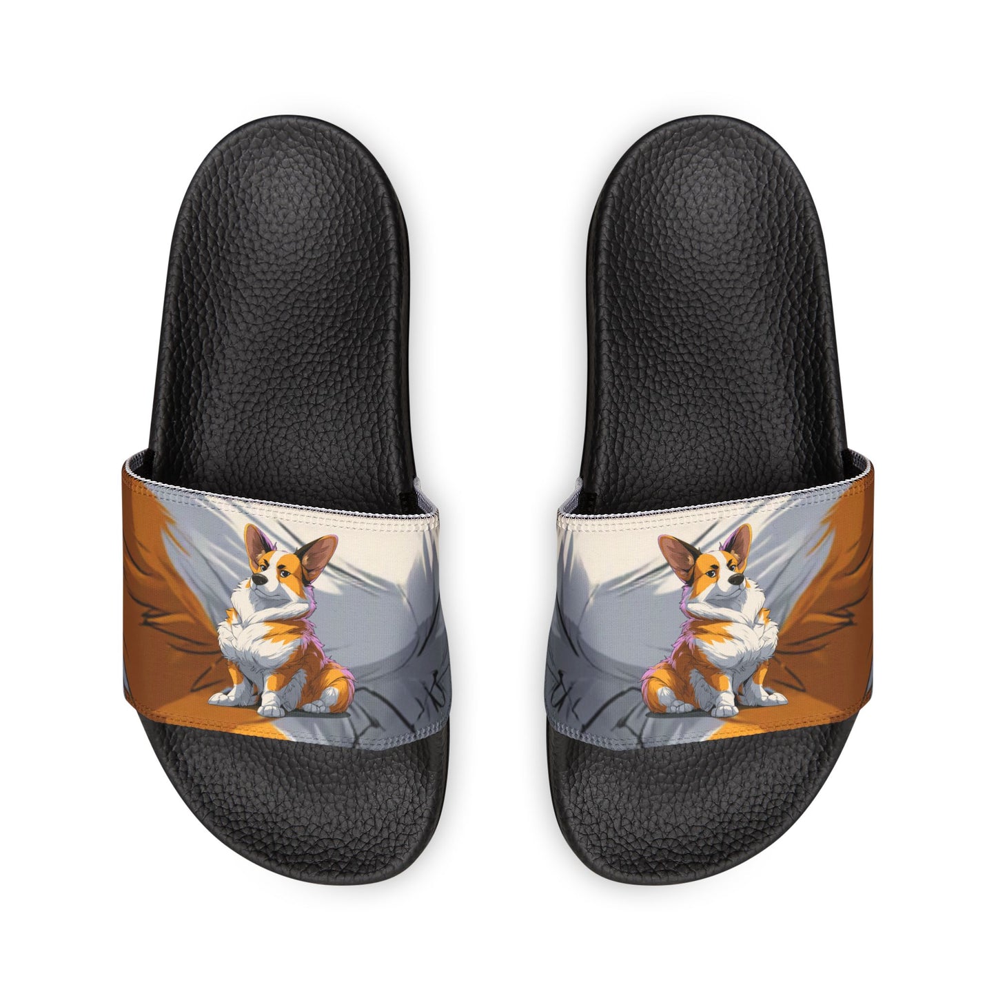 Boss Dog Corgi Artistic Portrait Women's Casual Slide Sandals - Pool & Beach Slides