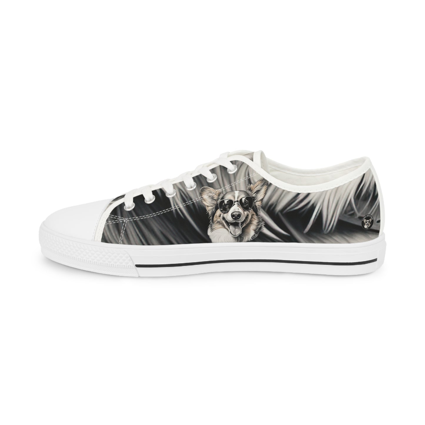 Corgi Cool Portrait in Shades Men's Low Top Casual Canvas Sneakers