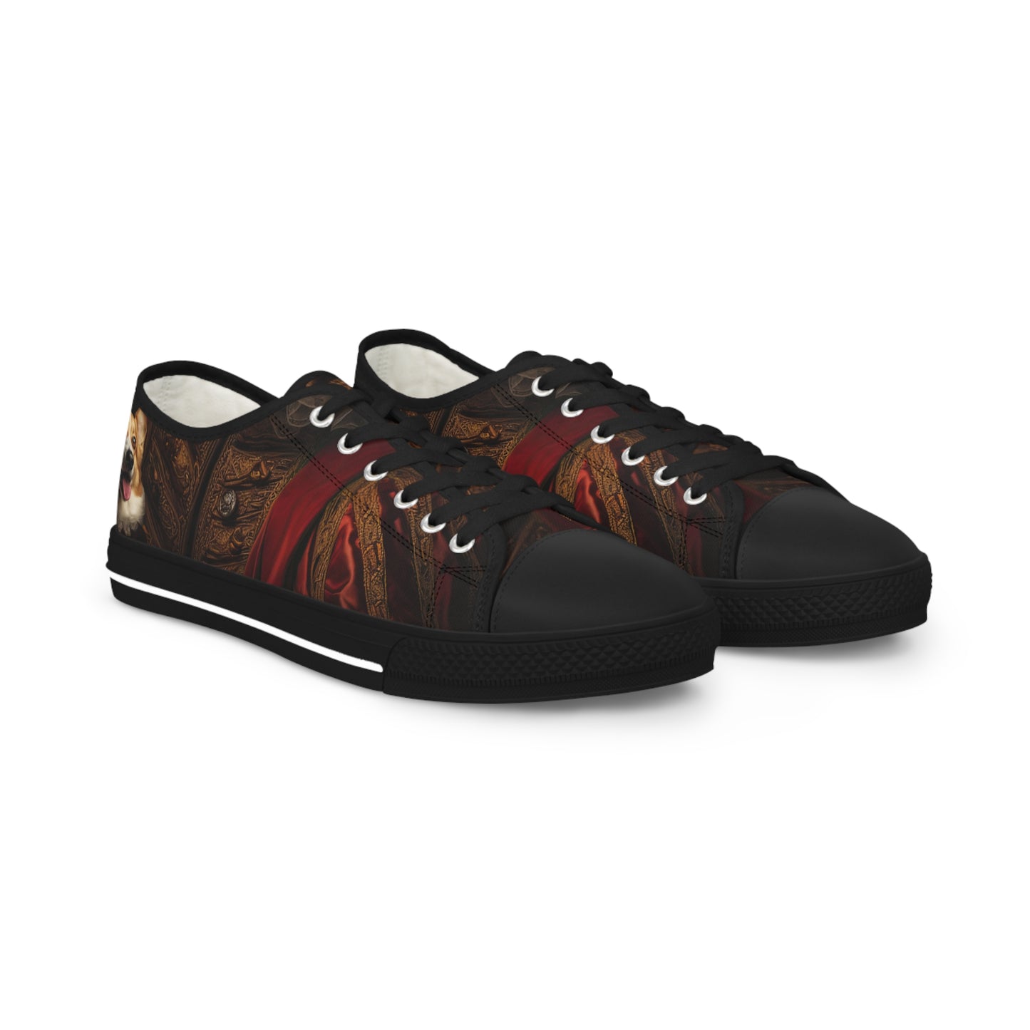 Renaissance Corgi Artistic Gothic Red Cloak Men's Low Top Casual Canvas Sneakers