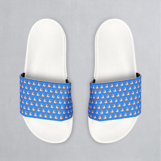 Comical Corgi All Smiles Repeater Pattern Women's Slide Sandals - Casual Pool & Beach Slides