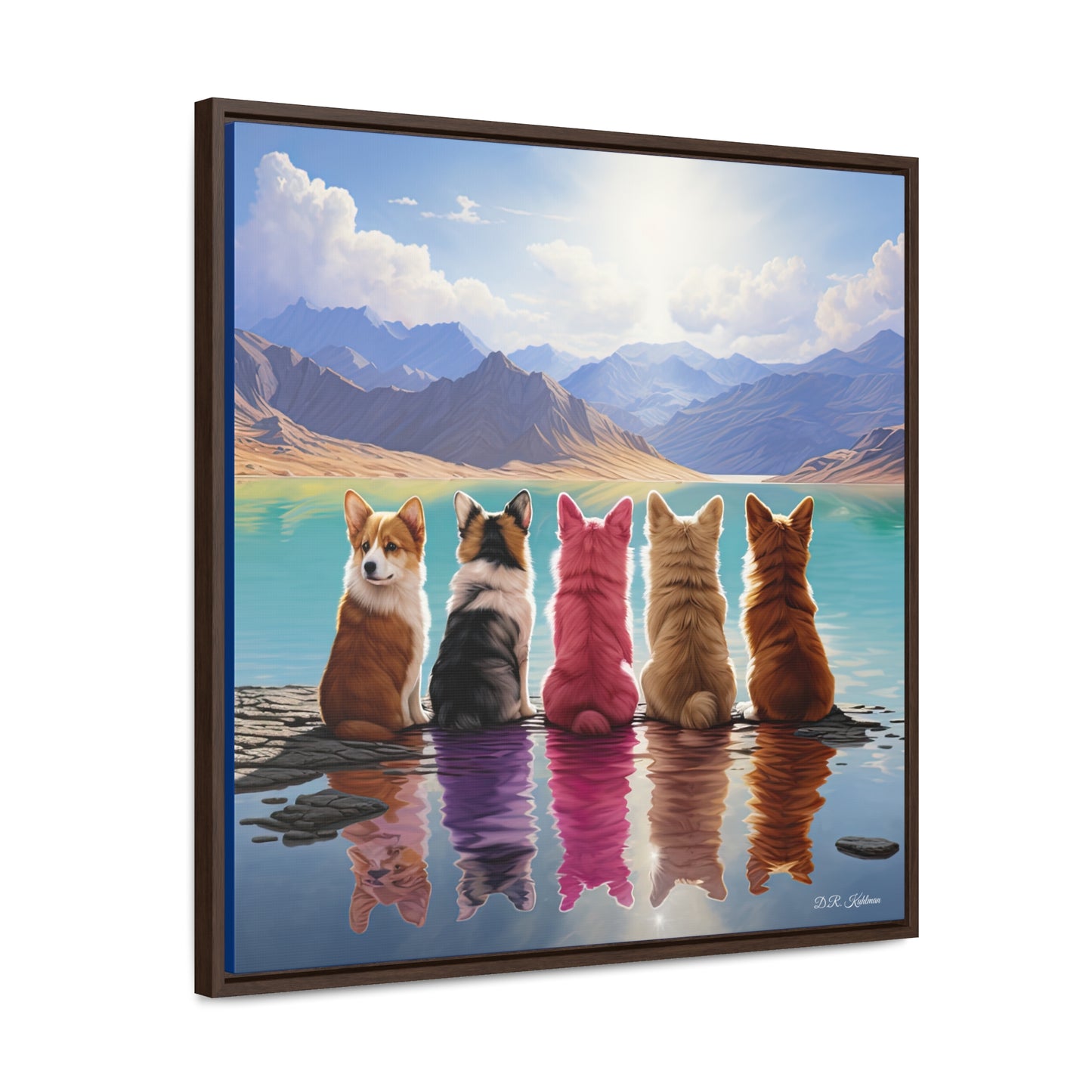 Corgi Lake - Framed on Canvas