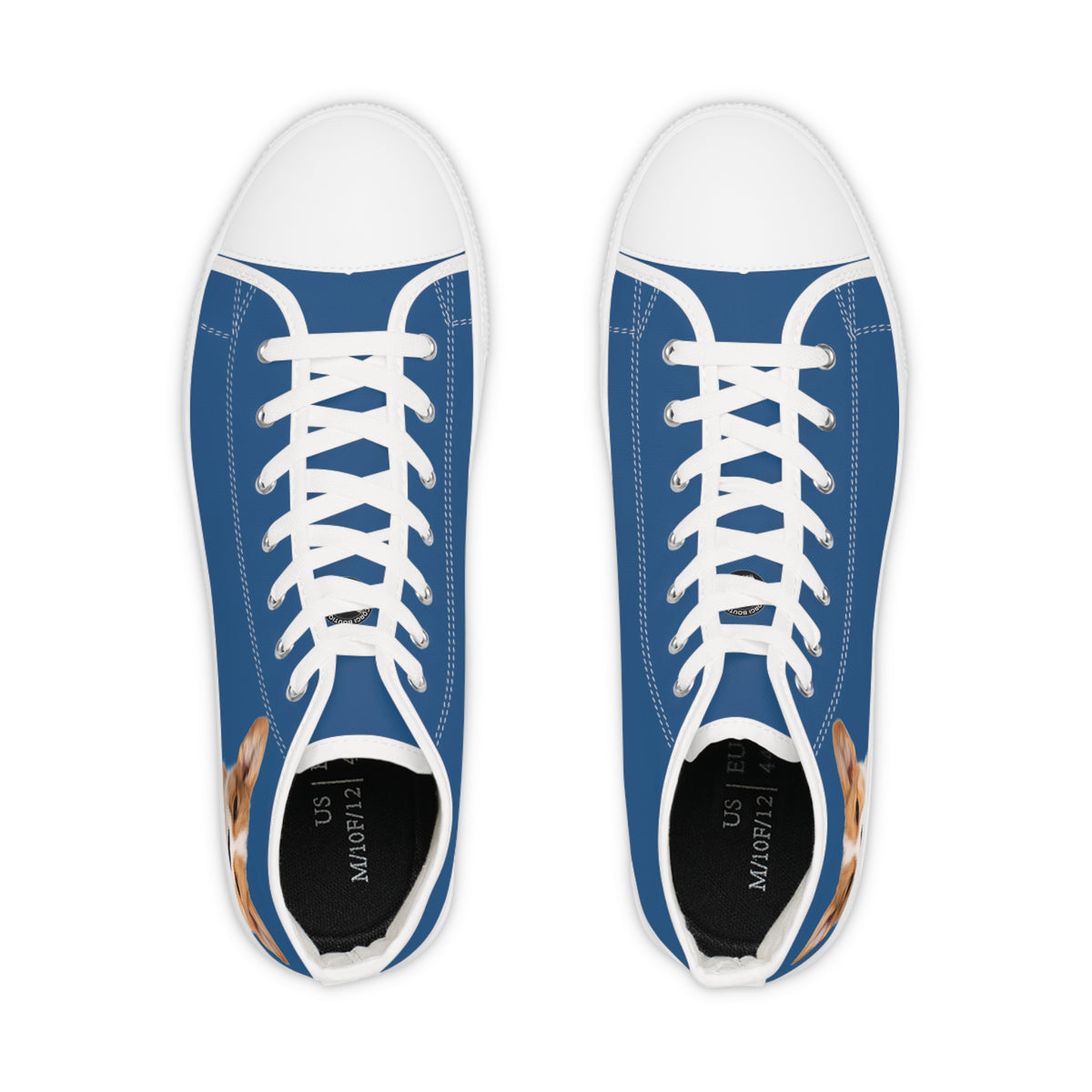 Ethereal Gaze Men's High-Top Sneakers - Corgi Kisser on Daytona Dusk Canvas