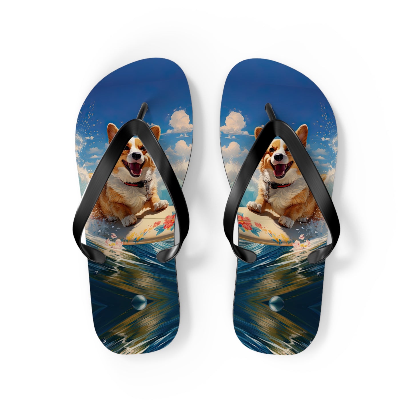 Cowabunga Corgi Flip-Flops